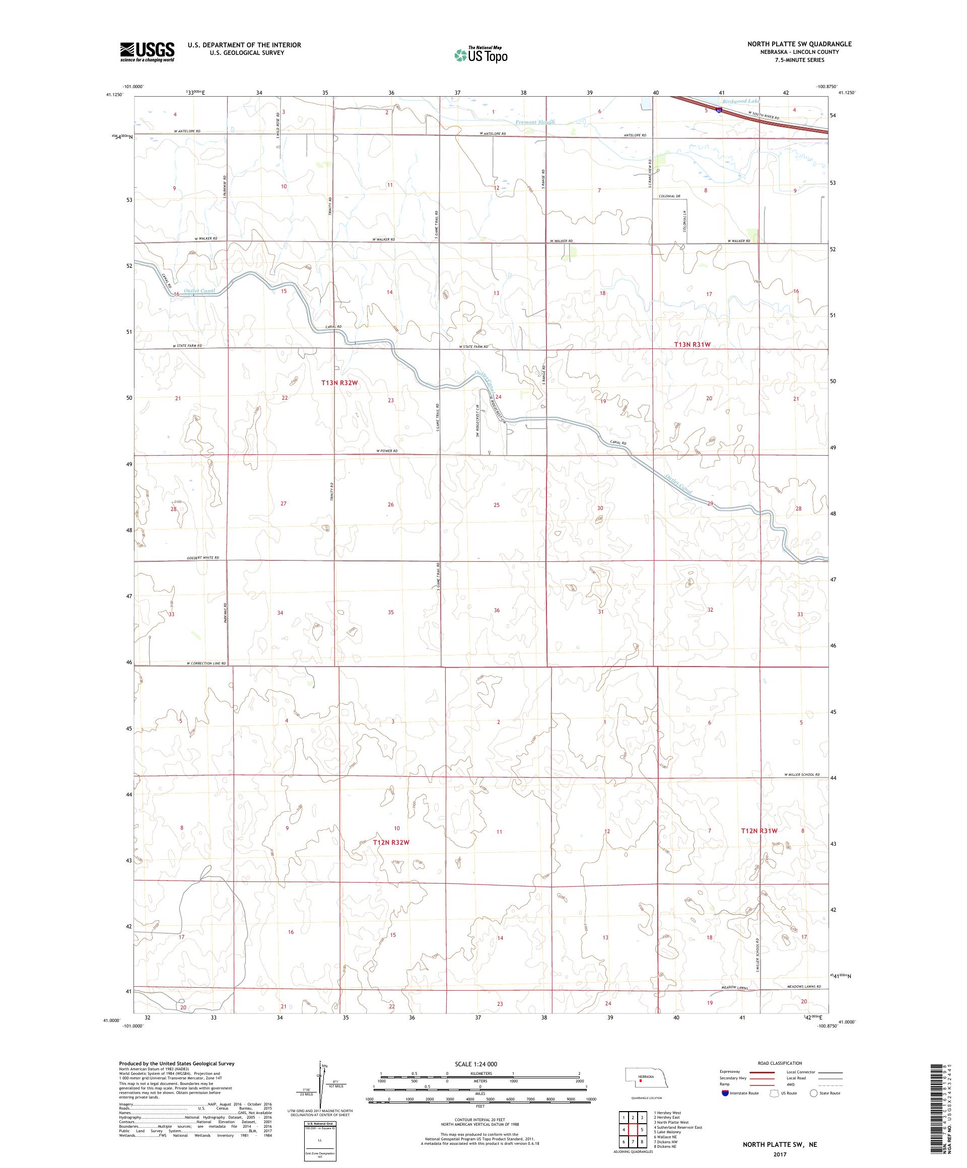 MyTopo North Platte SW, Nebraska USGS Quad Topo Map