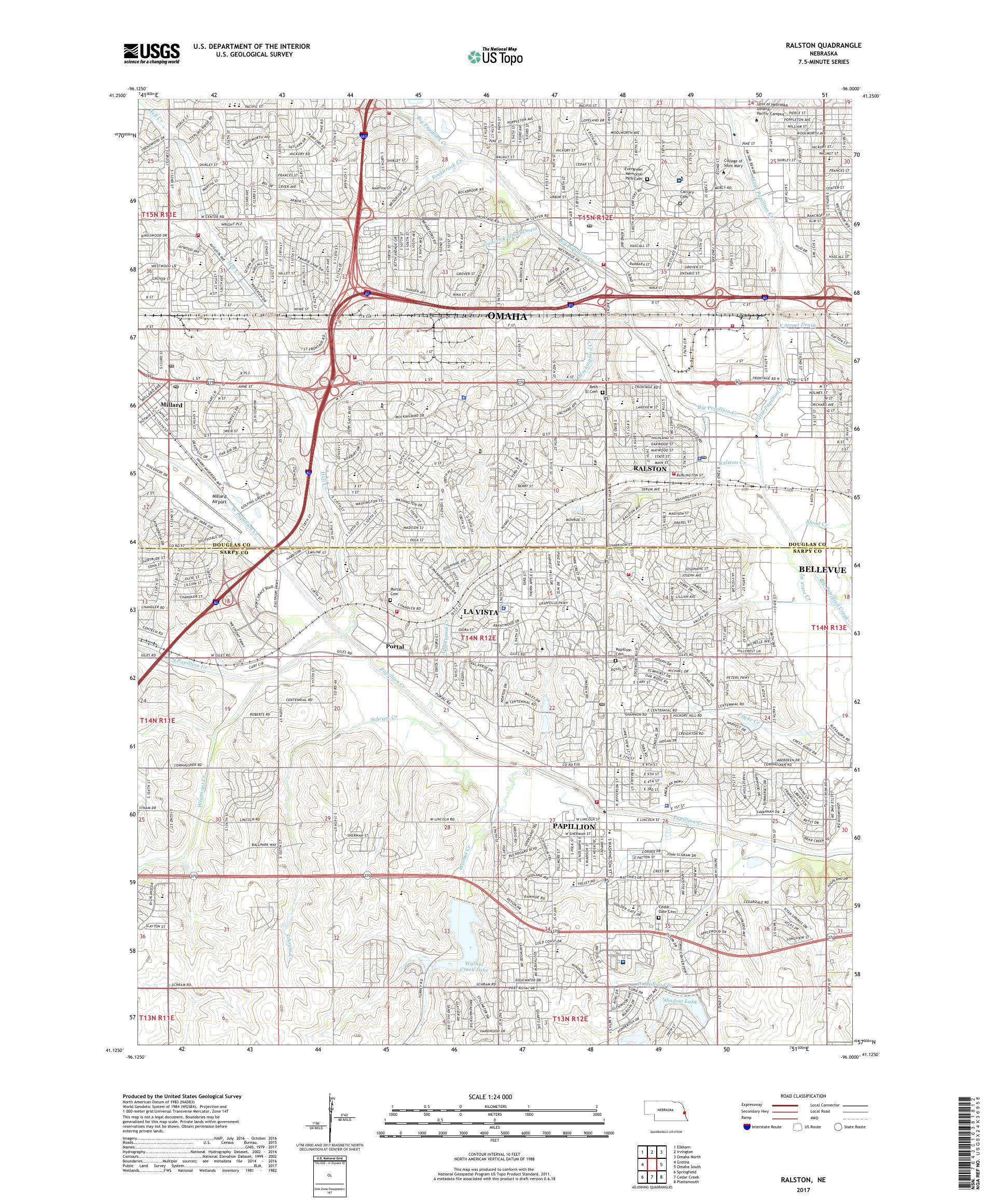 MyTopo Ralston, Nebraska USGS Quad Topo Map