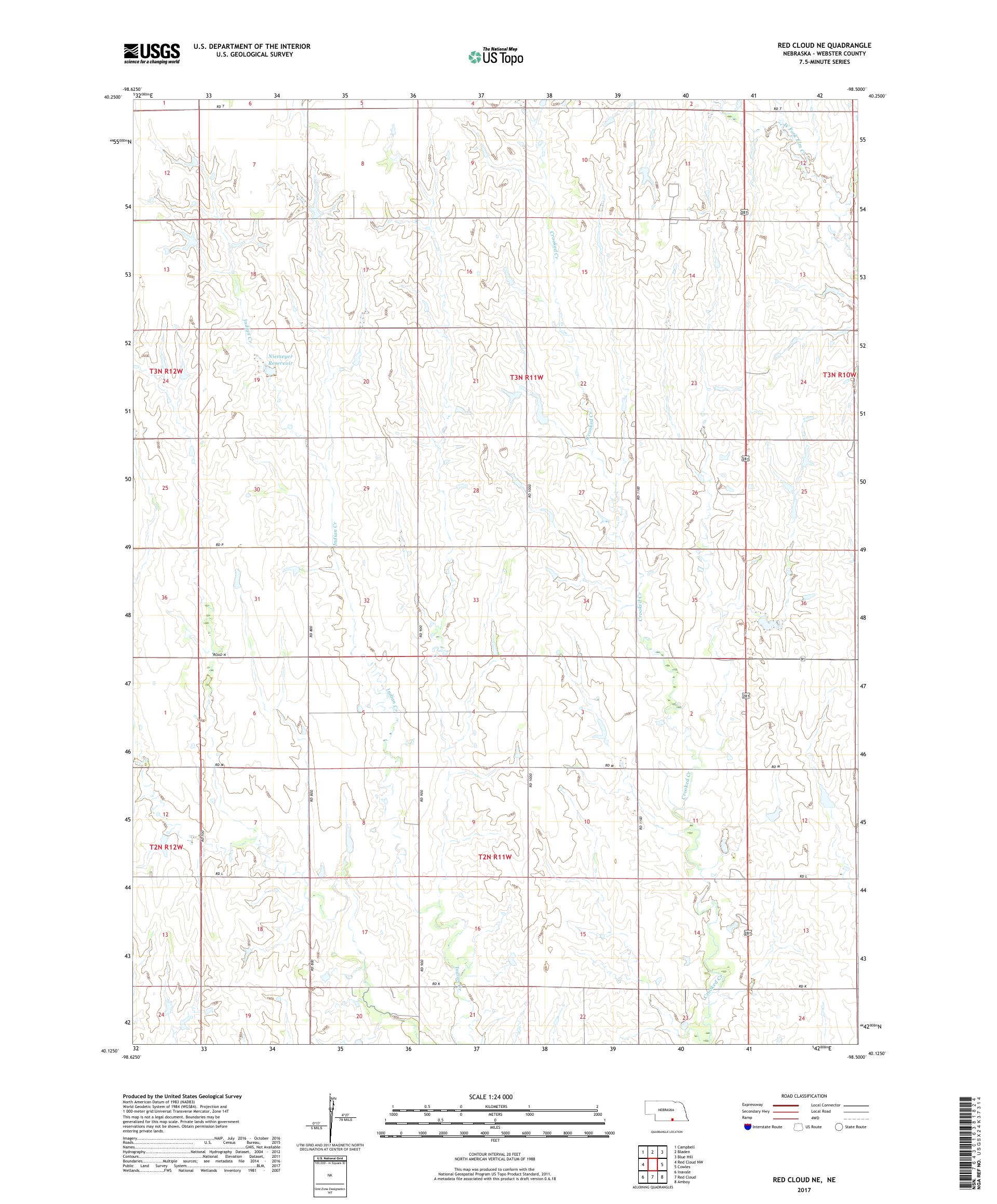 MyTopo Red Cloud NE, Nebraska USGS Quad Topo Map