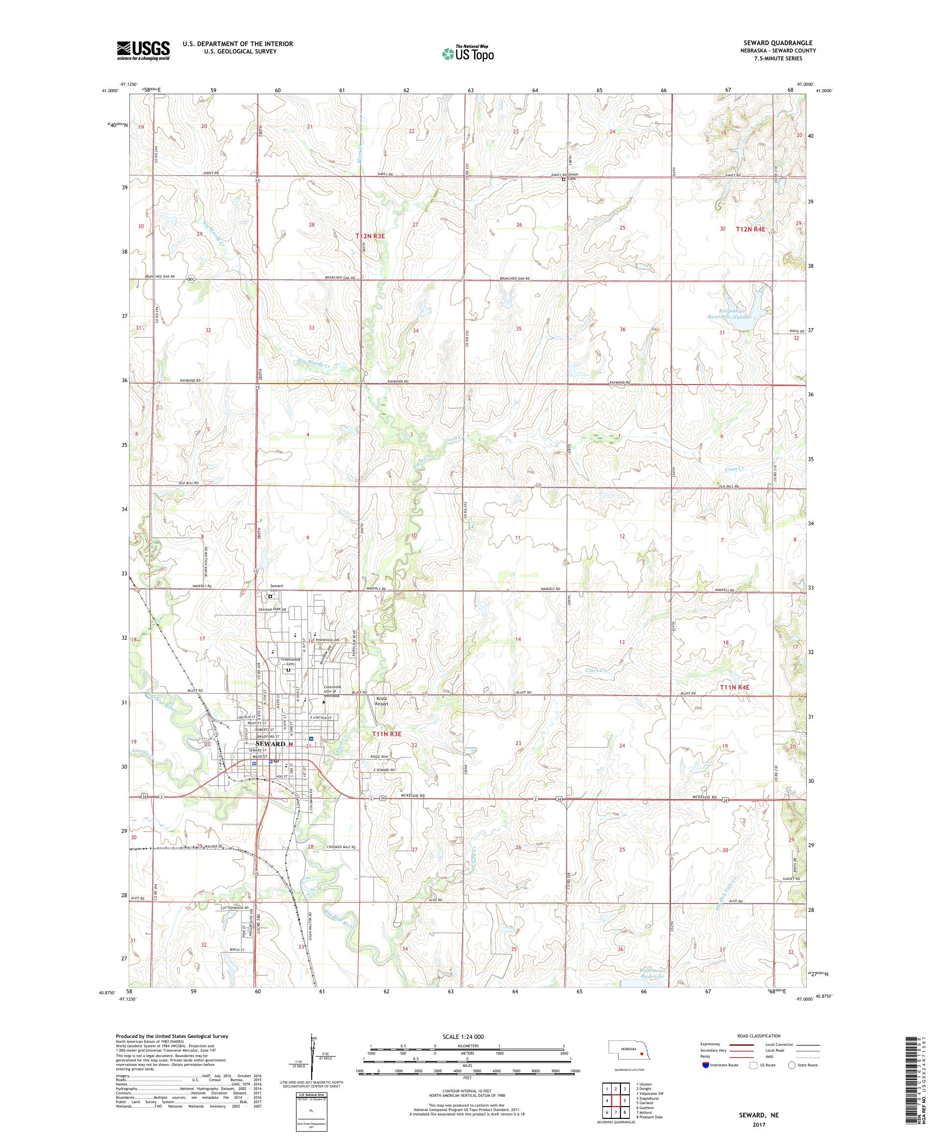 MyTopo Seward, Nebraska USGS Quad Topo Map