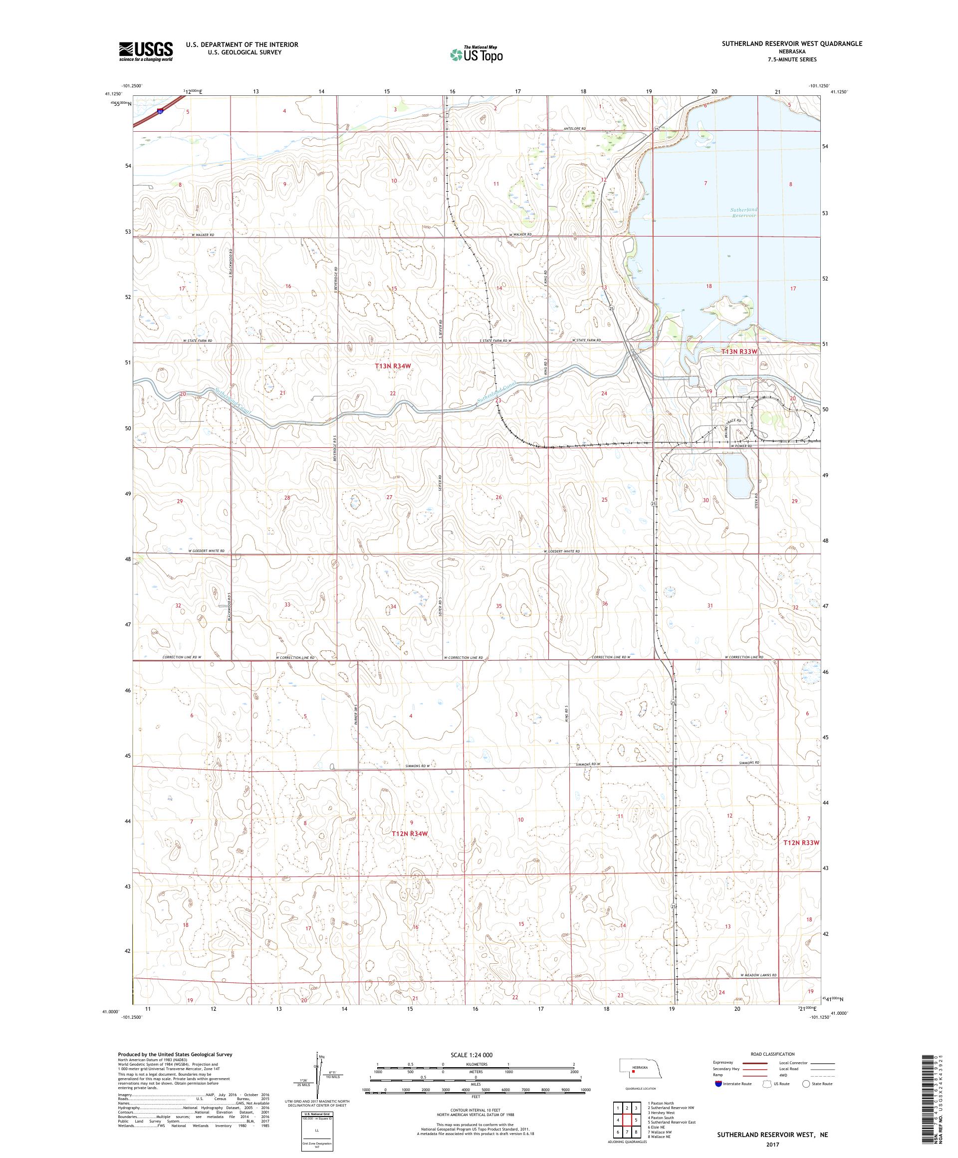 MyTopo Sutherland Reservoir West, Nebraska USGS Quad Topo Map