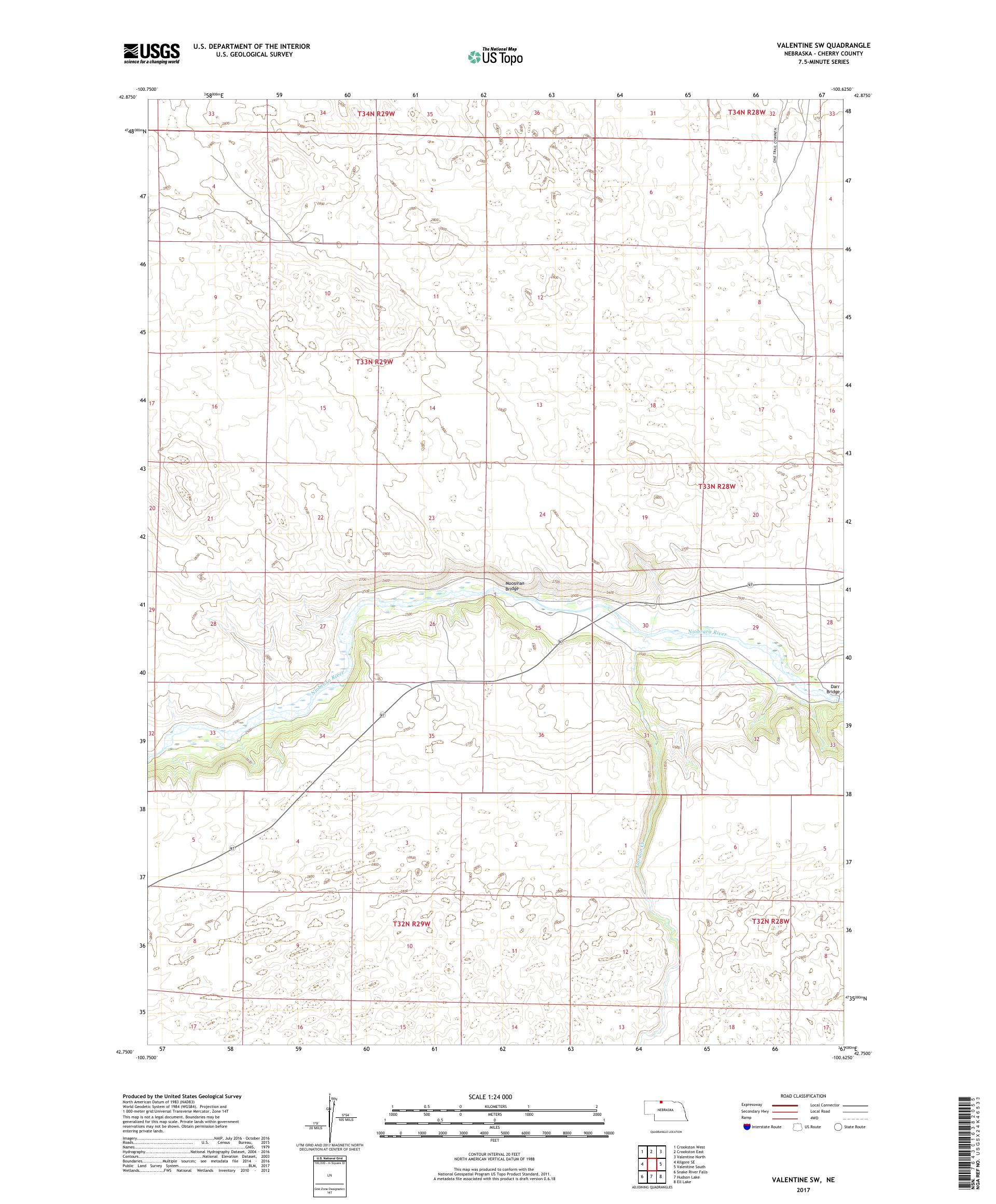 MyTopo Valentine SW, Nebraska USGS Quad Topo Map