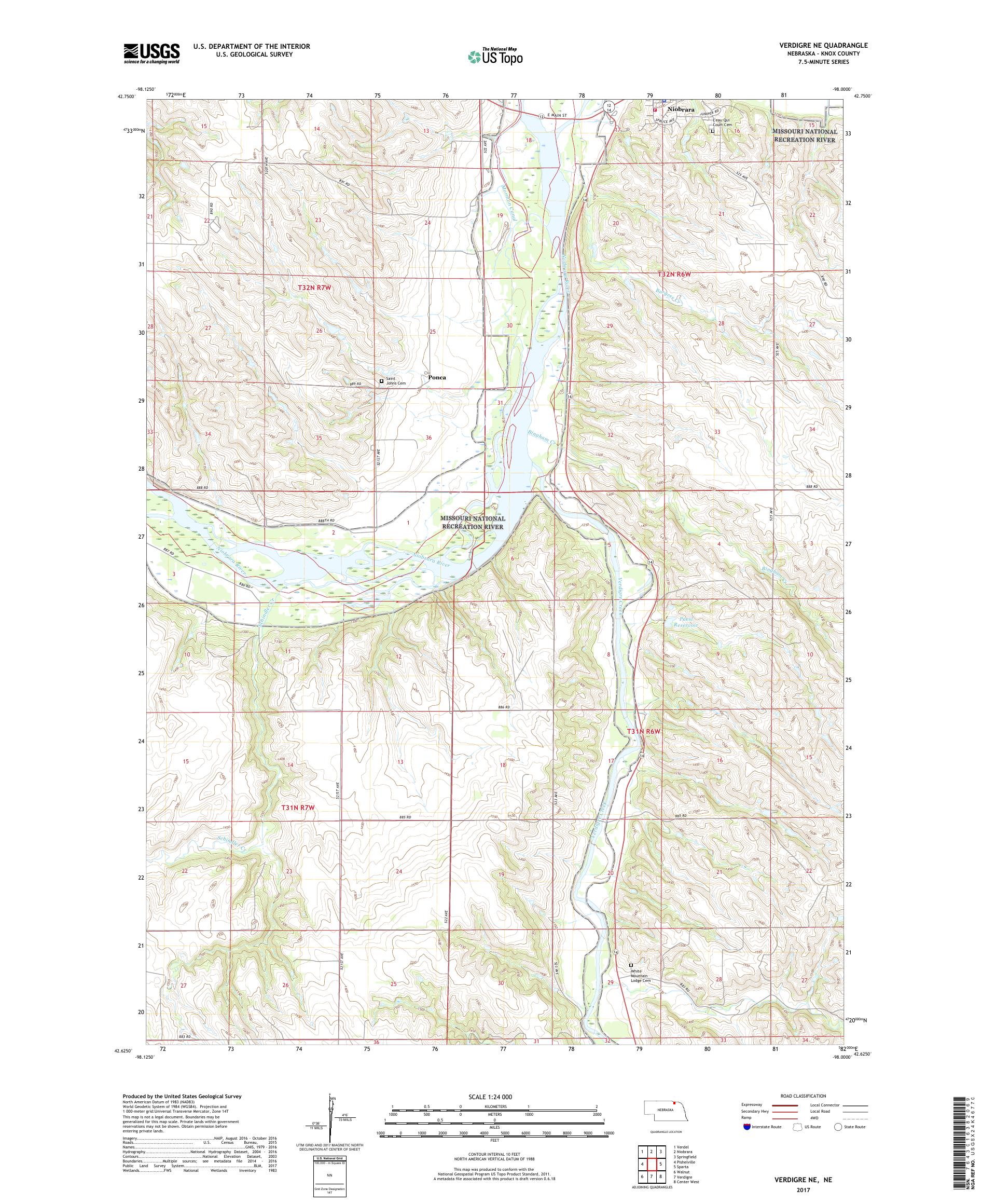 MyTopo Verdigre NE, Nebraska USGS Quad Topo Map