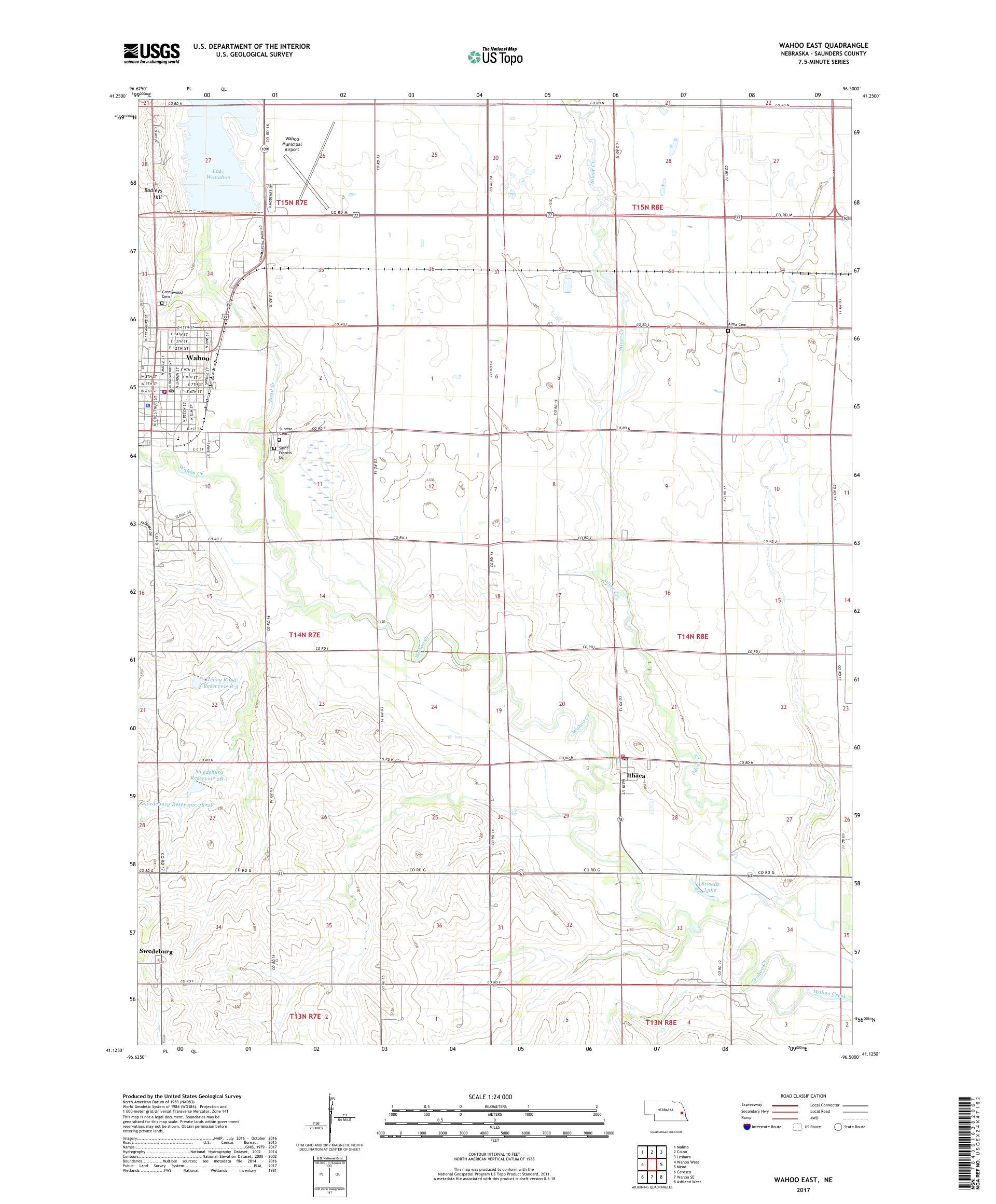MyTopo Wahoo East, Nebraska USGS Quad Topo Map