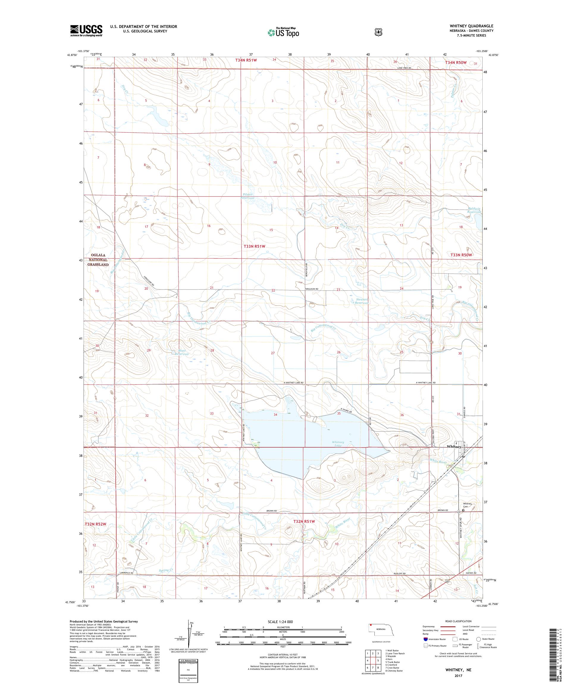 MyTopo Whitney, Nebraska USGS Quad Topo Map