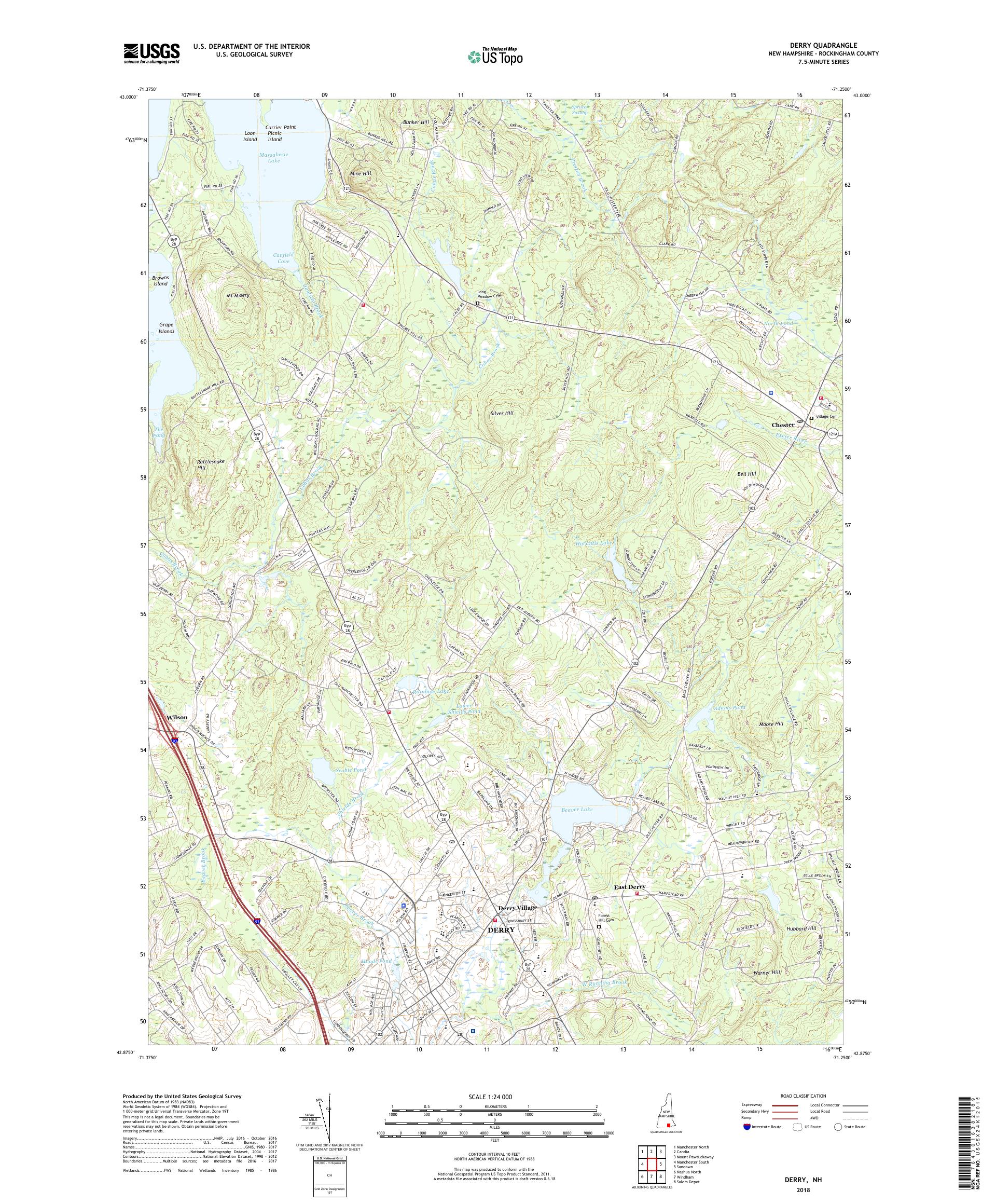 MyTopo Derry, New Hampshire USGS Quad Topo Map