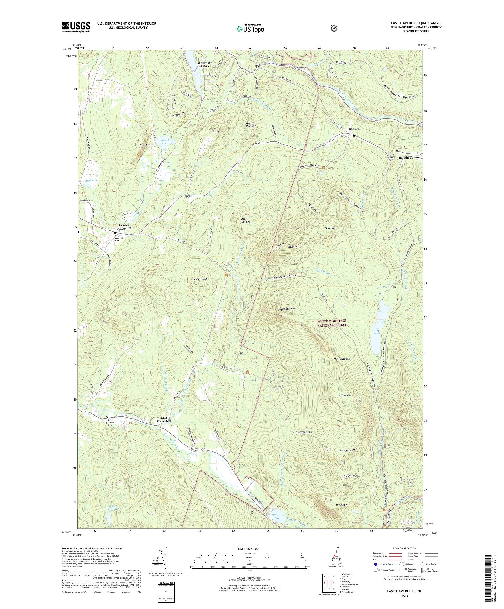 MyTopo East Haverhill, New Hampshire USGS Quad Topo Map