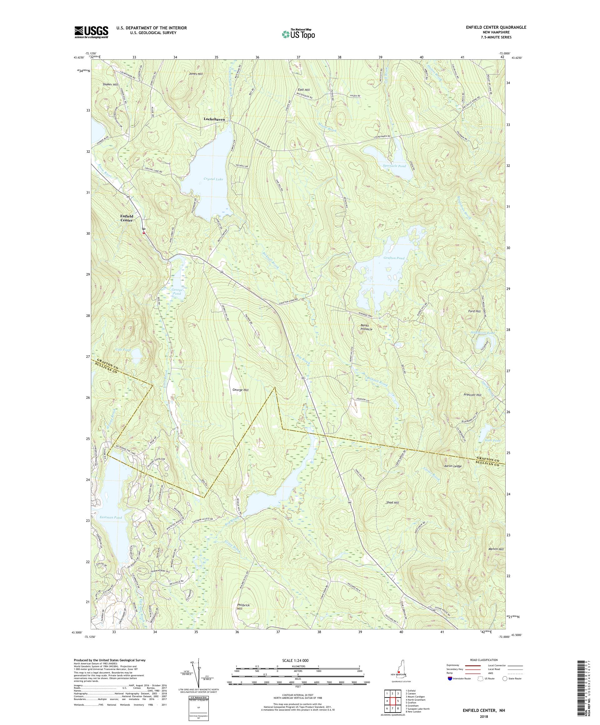 MyTopo Enfield Center, New Hampshire USGS Quad Topo Map
