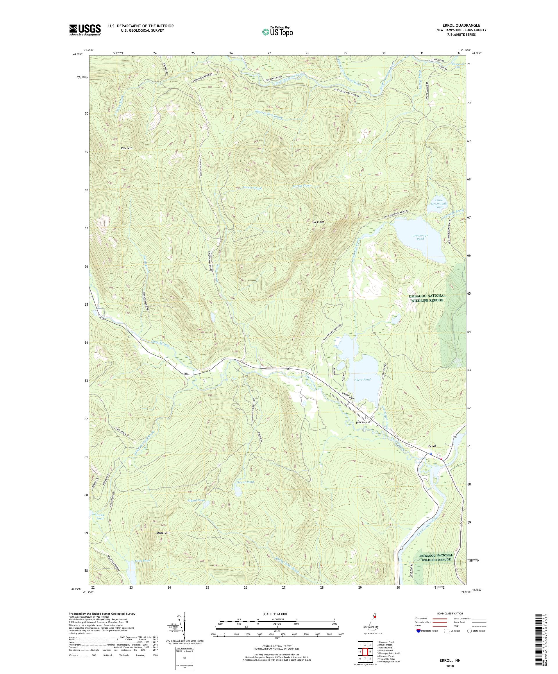 MyTopo Errol, New Hampshire USGS Quad Topo Map
