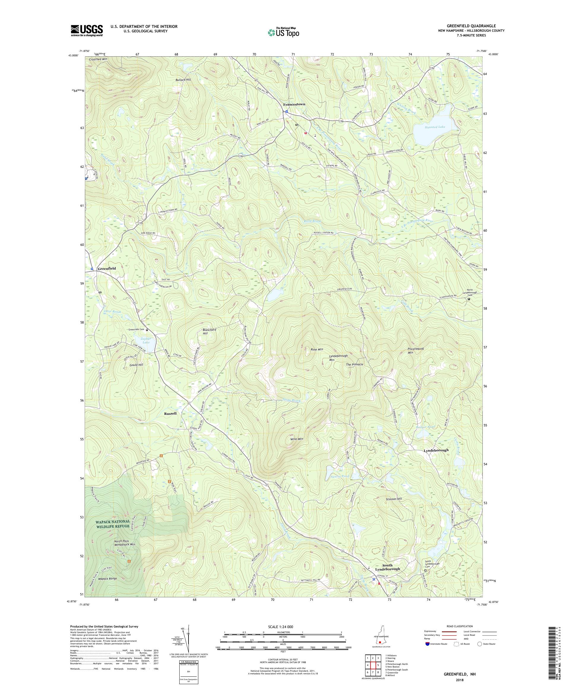 MyTopo Greenfield, New Hampshire USGS Quad Topo Map