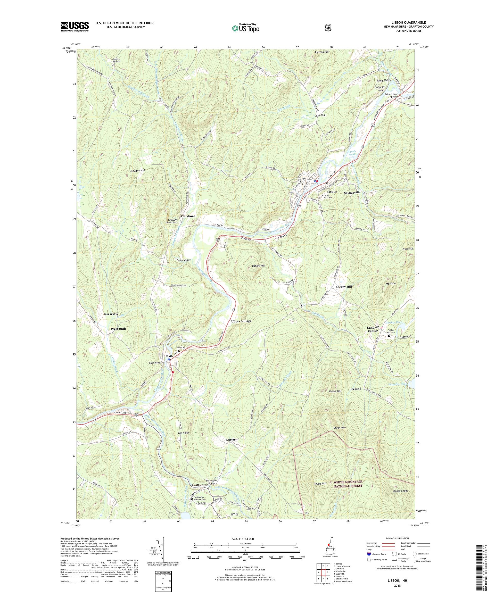 MyTopo Lisbon, New Hampshire USGS Quad Topo Map