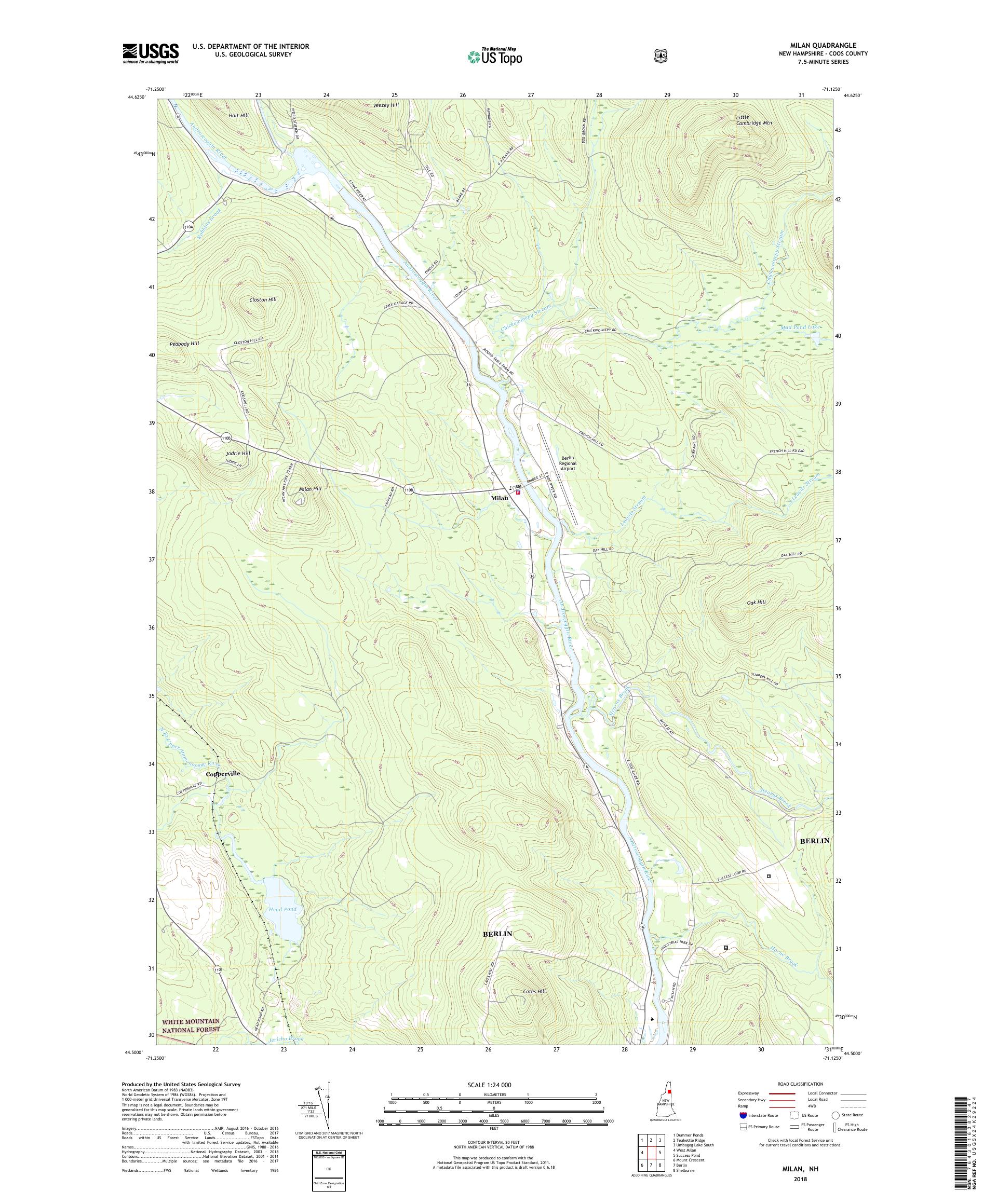 MyTopo Milan, New Hampshire USGS Quad Topo Map