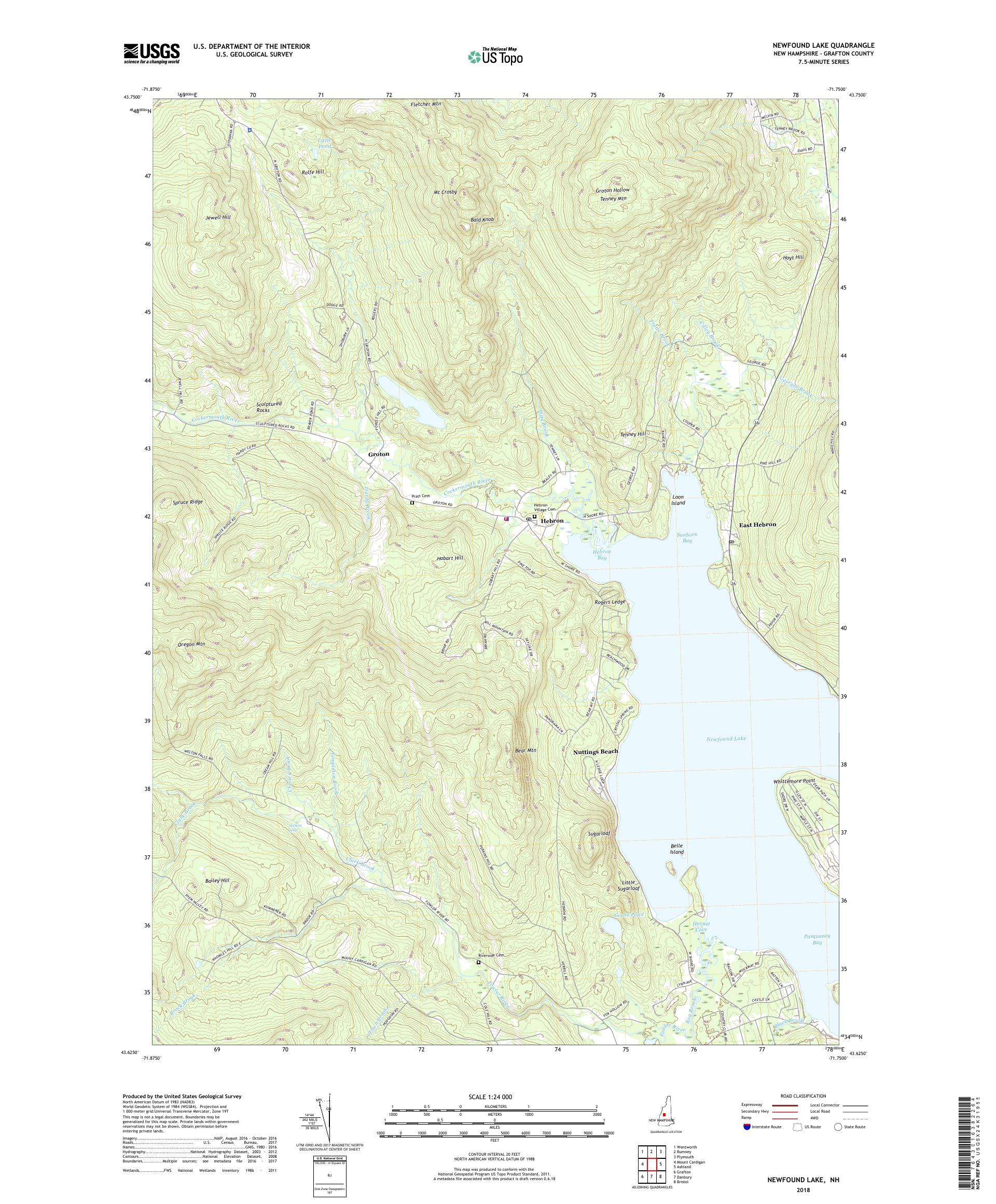 Roads Around Newfound Lake Map