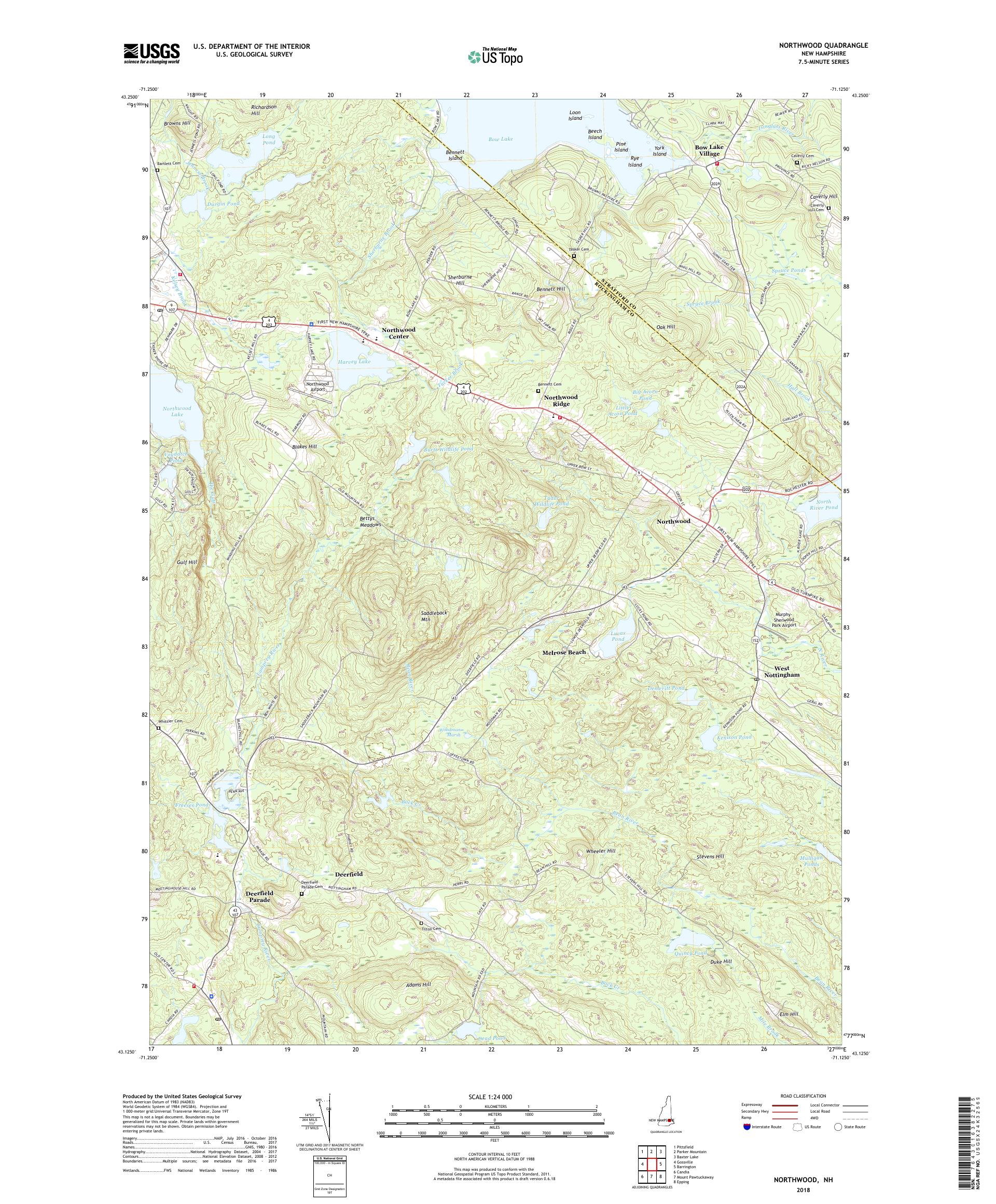 MyTopo Northwood, New Hampshire USGS Quad Topo Map
