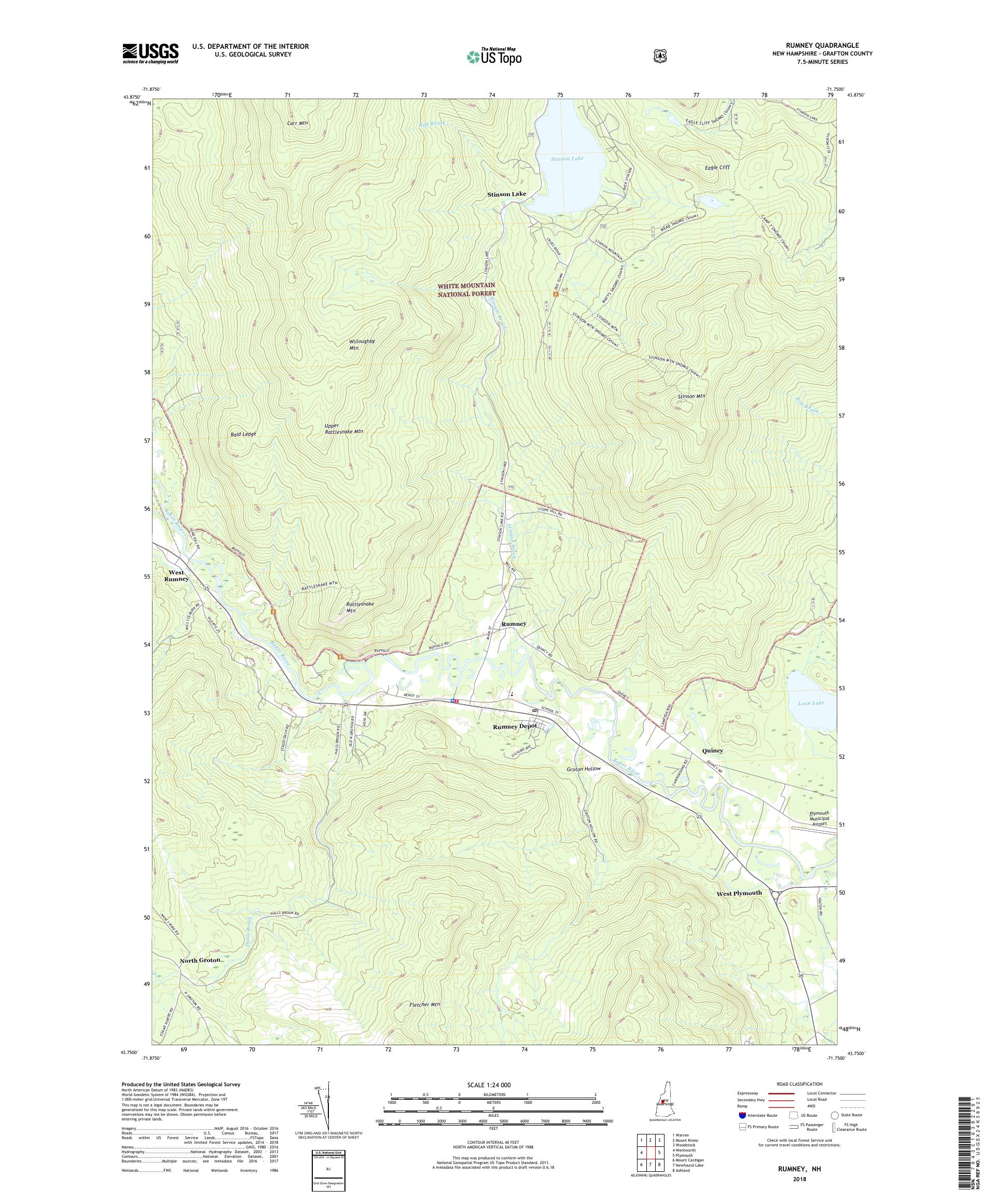 MyTopo Rumney, New Hampshire USGS Quad Topo Map