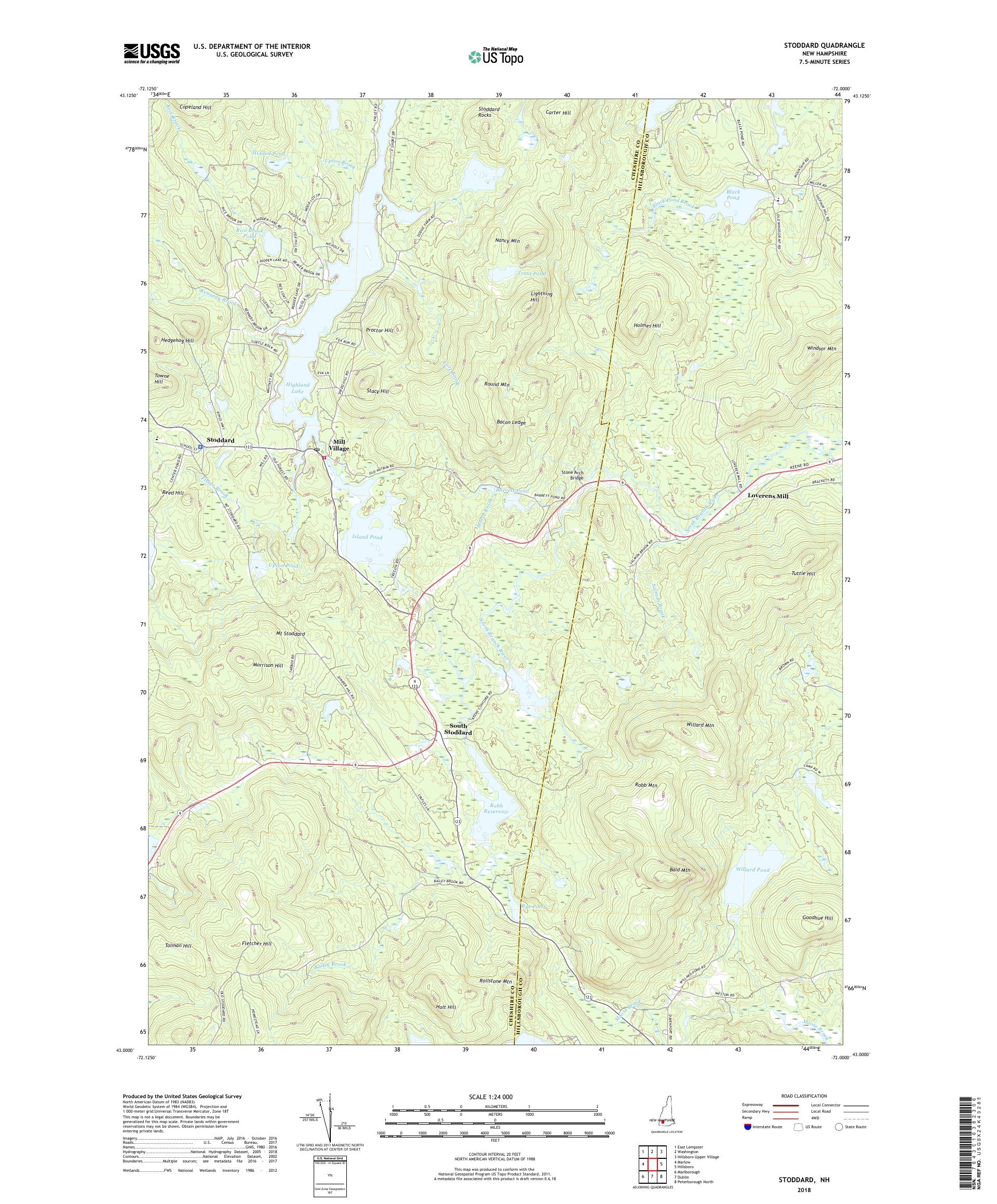 MyTopo Stoddard, New Hampshire USGS Quad Topo Map