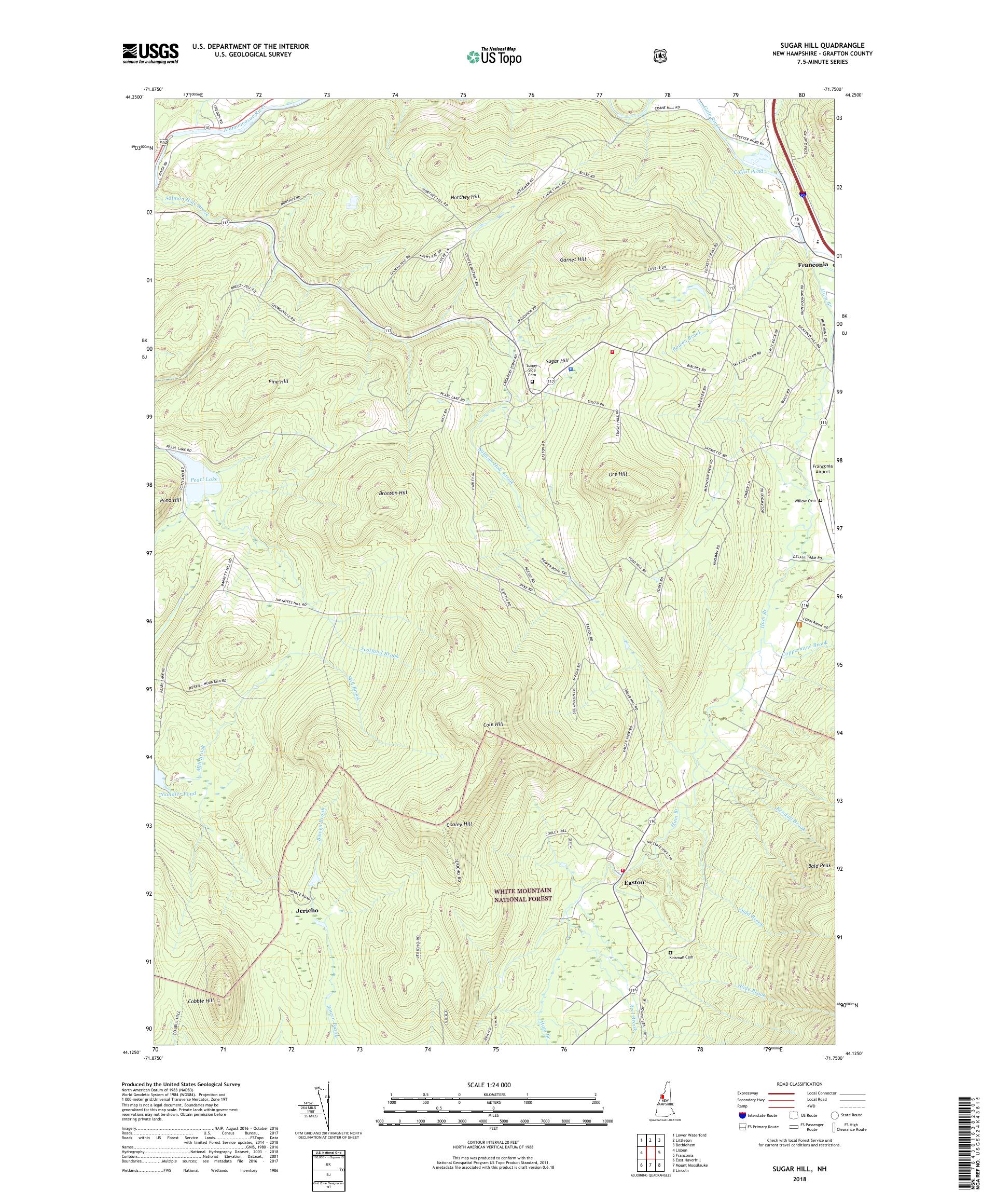 MyTopo Sugar Hill, New Hampshire USGS Quad Topo Map