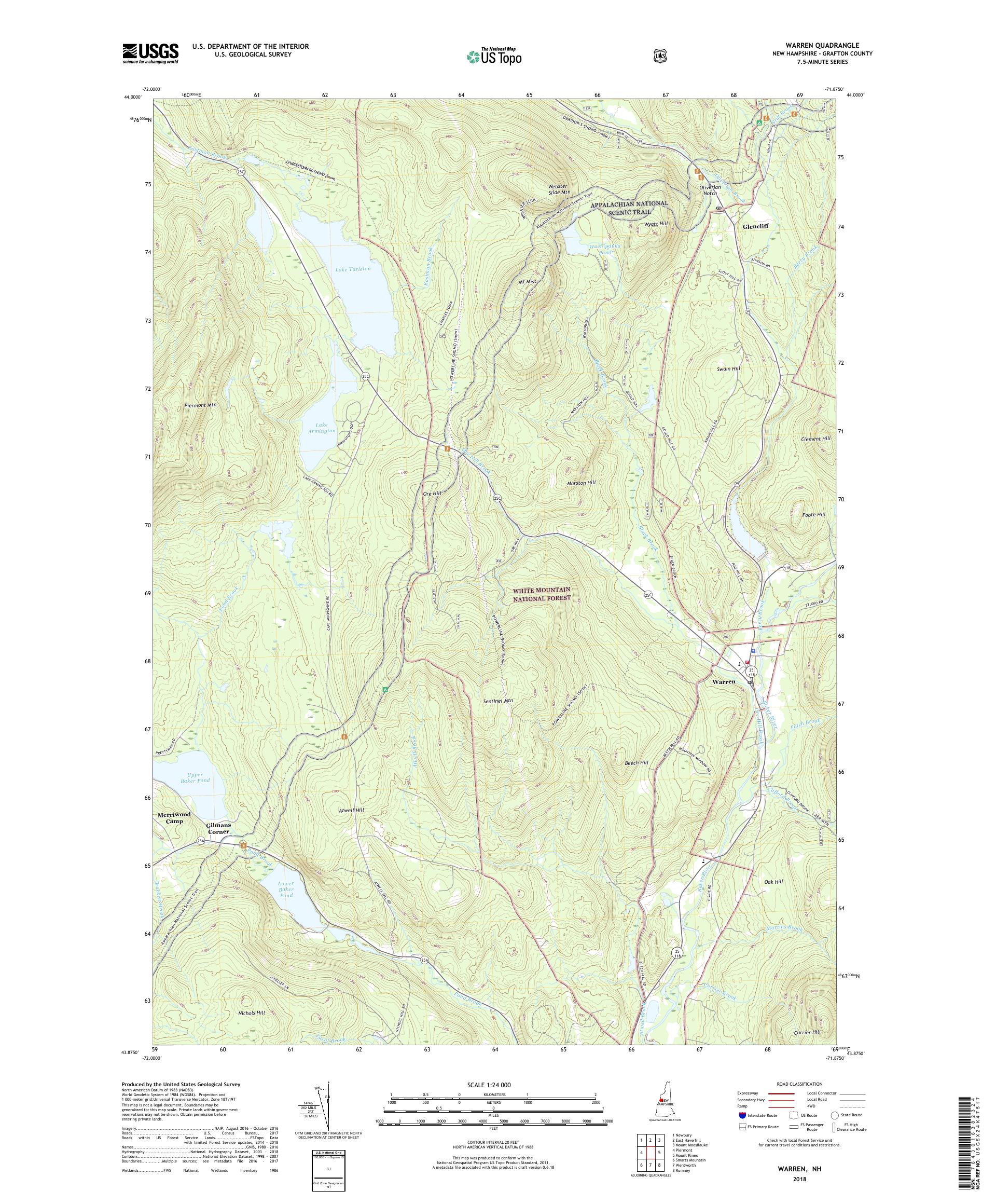 MyTopo Warren, New Hampshire USGS Quad Topo Map