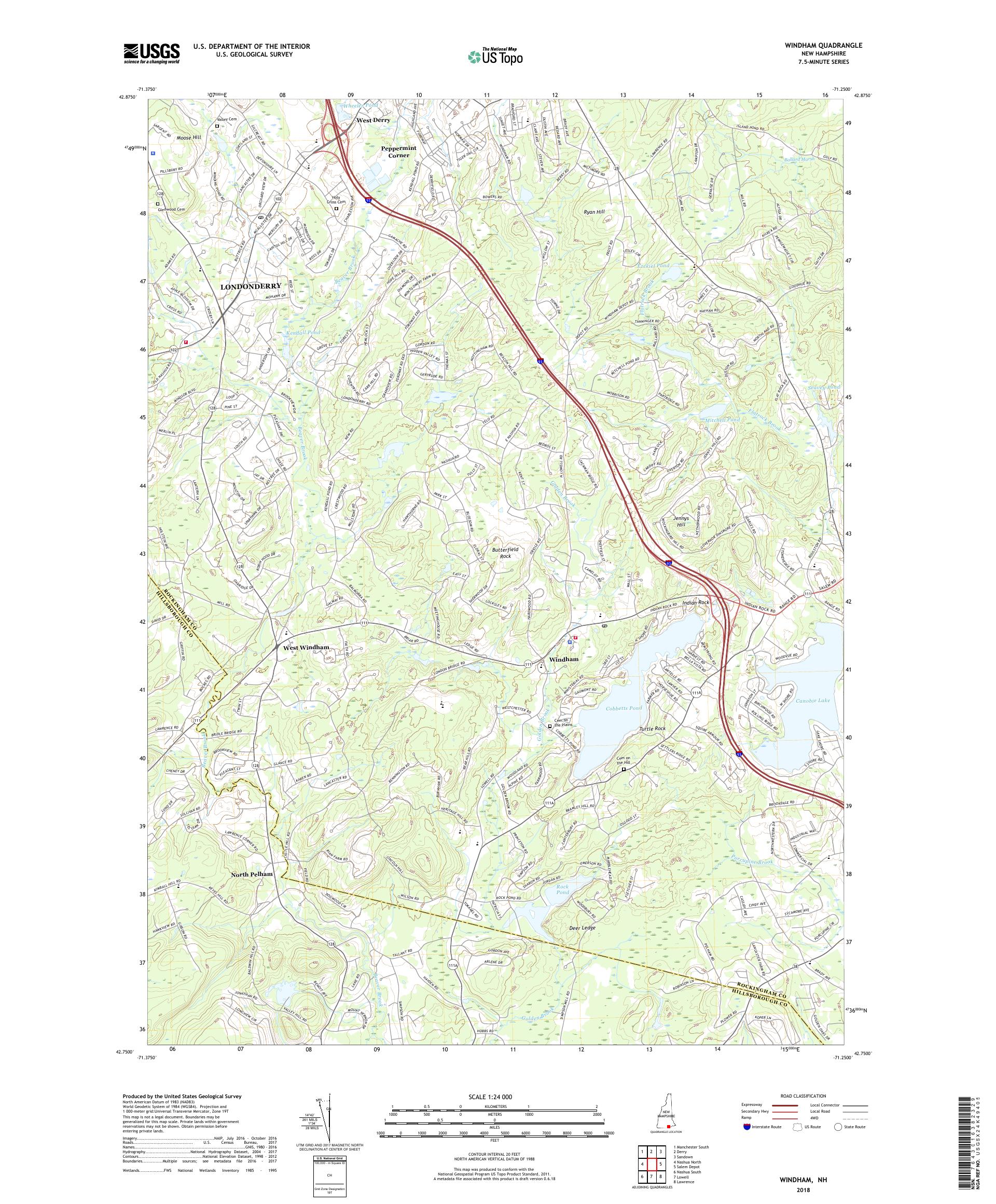 MyTopo Windham, New Hampshire USGS Quad Topo Map