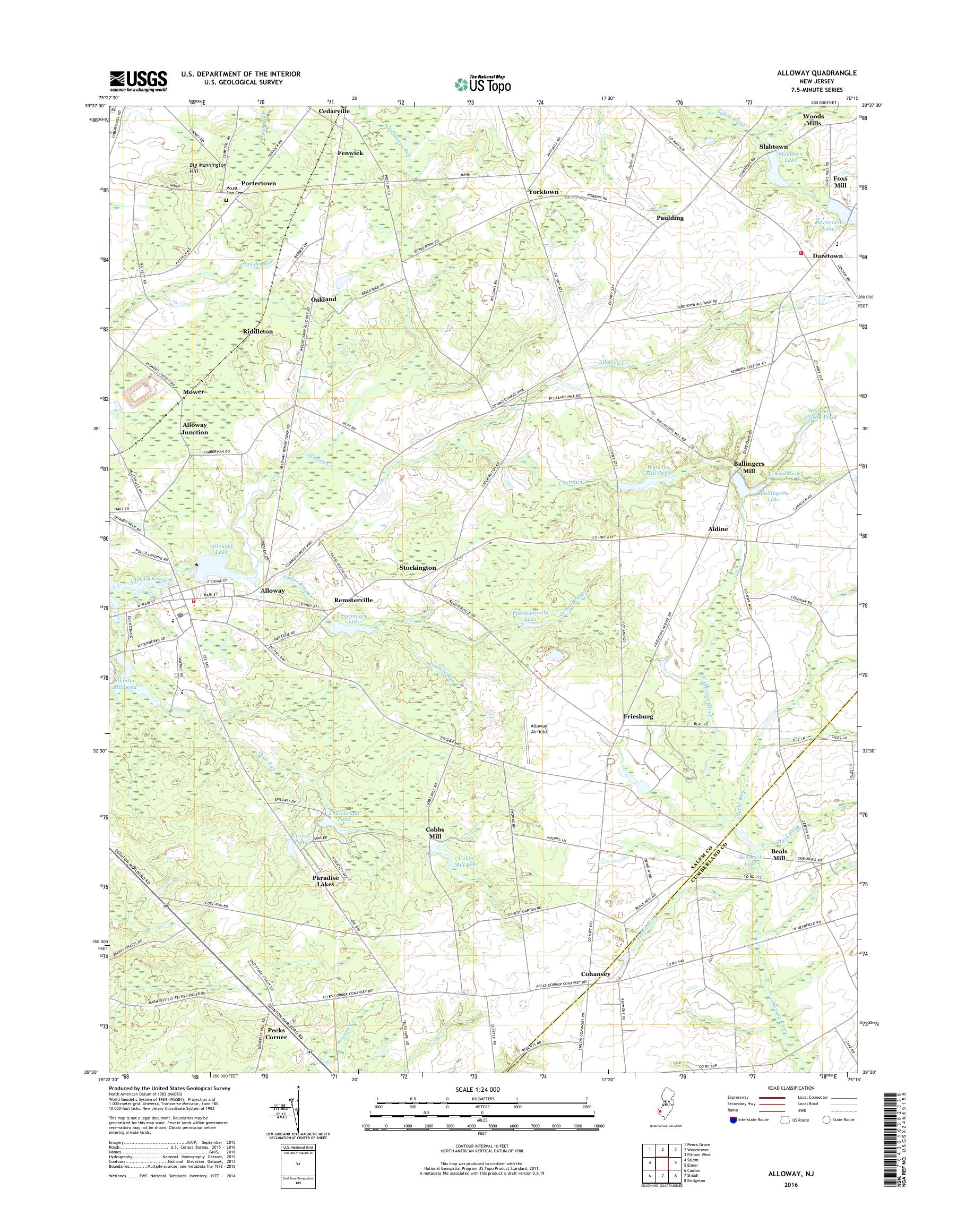 MyTopo Alloway, New Jersey USGS Quad Topo Map