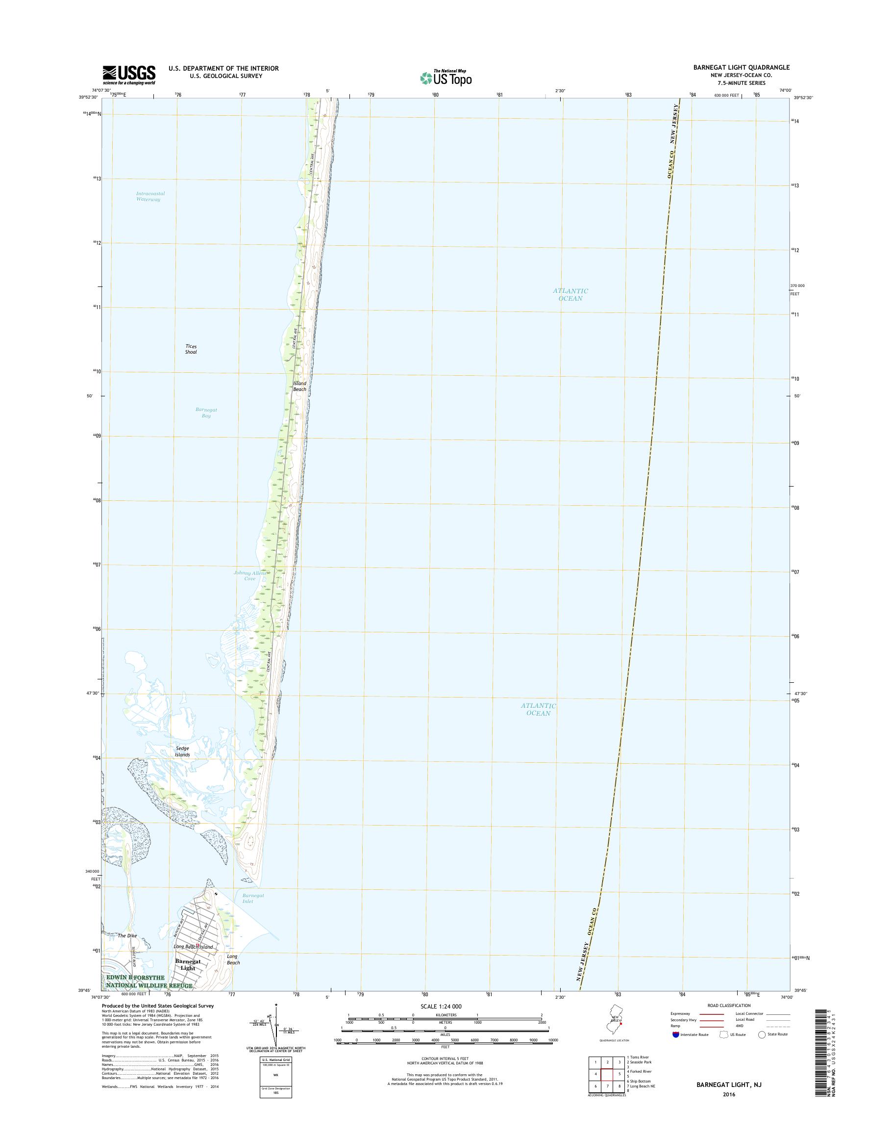 MyTopo Barnegat Light, New Jersey USGS Quad Topo Map