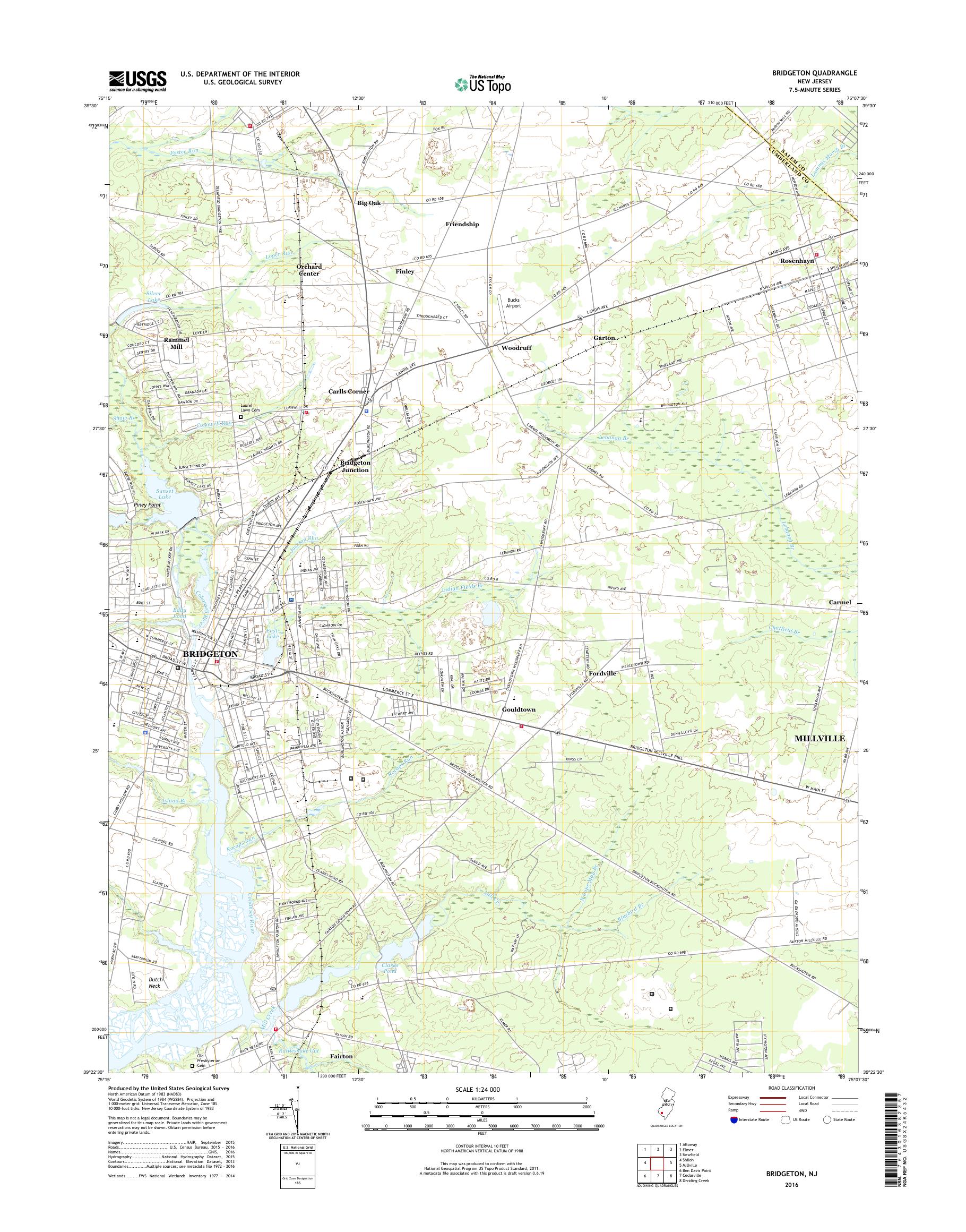 MyTopo Bridgeton, New Jersey USGS Quad Topo Map