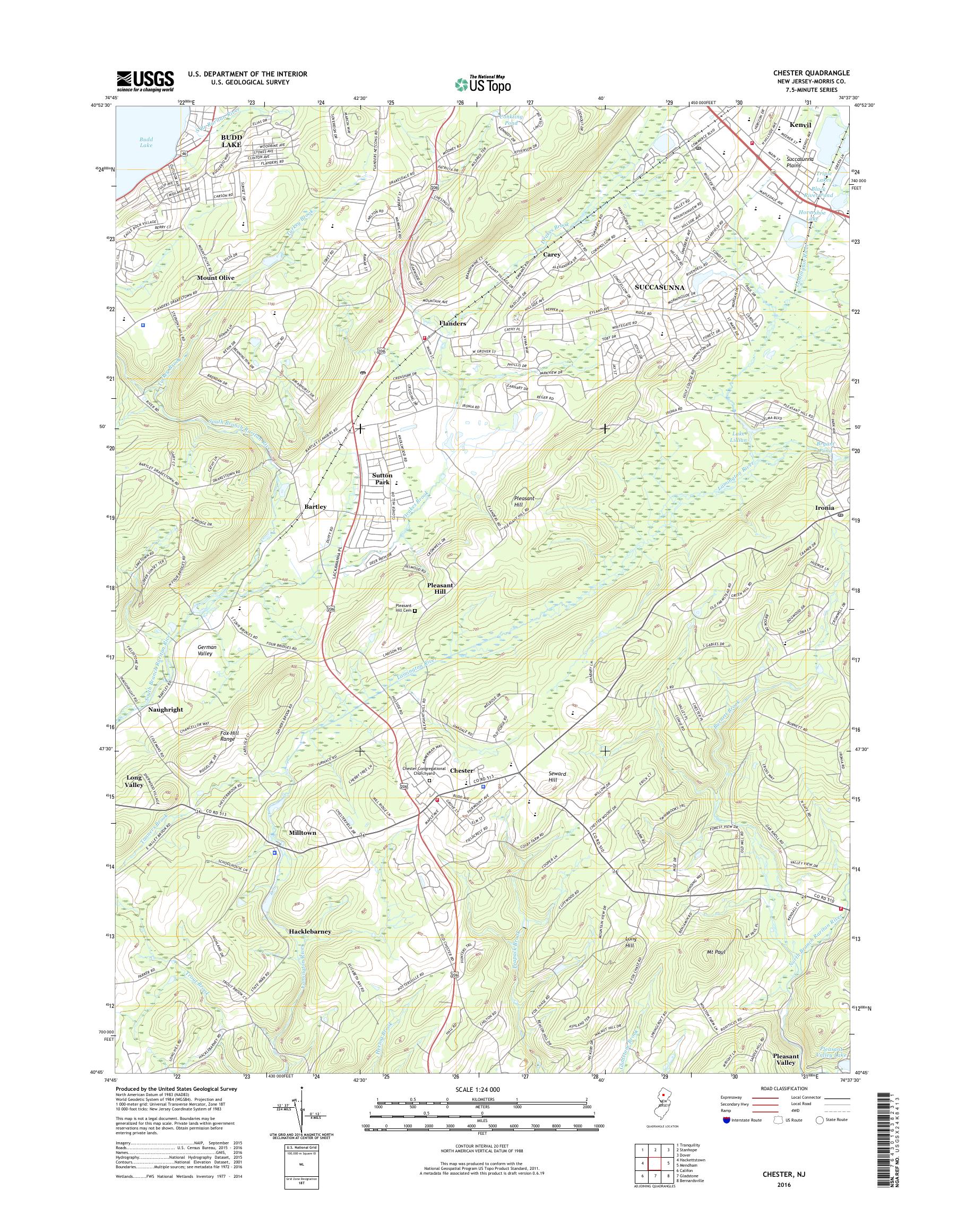 MyTopo Chester, New Jersey USGS Quad Topo Map