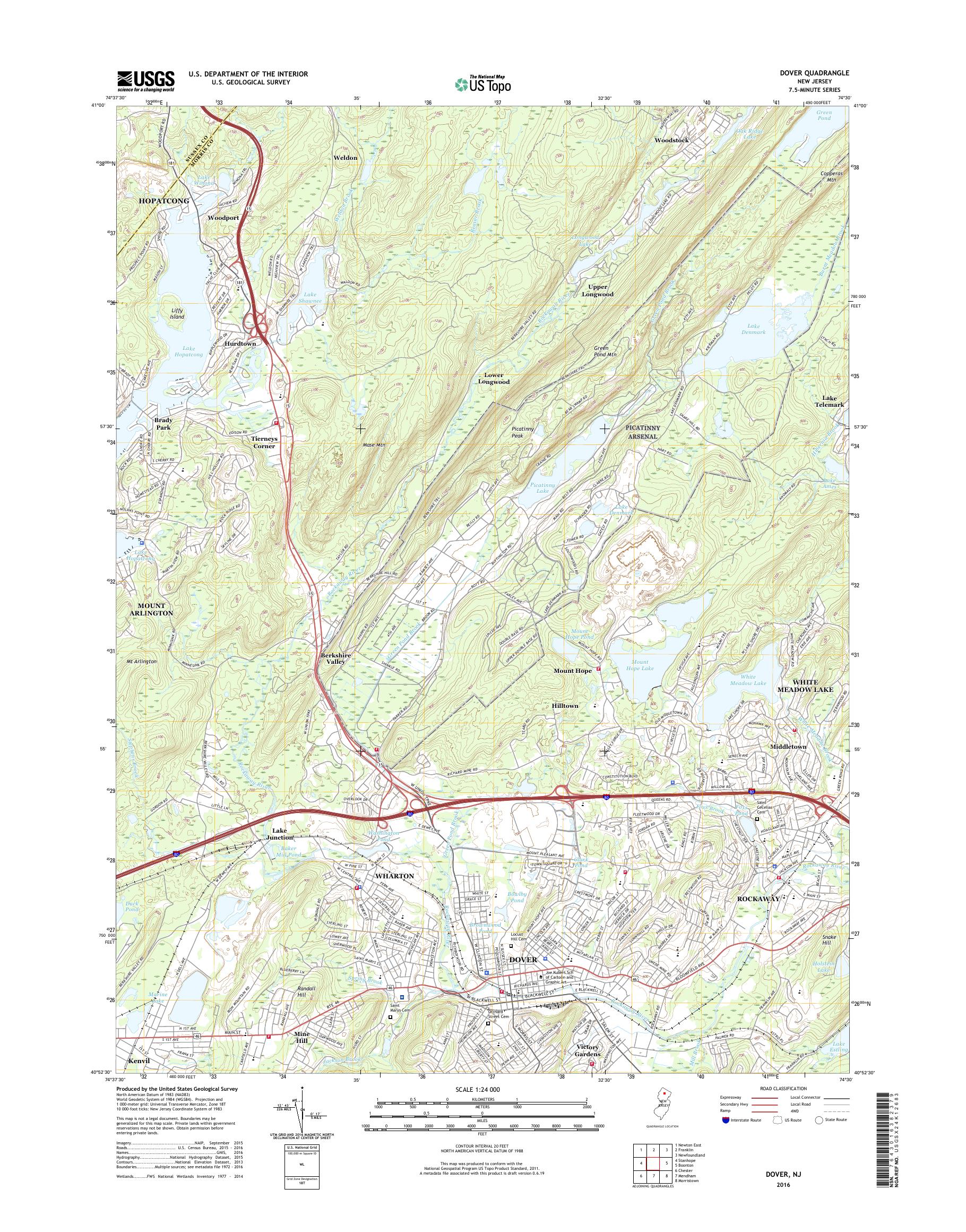 MyTopo Dover, New Jersey USGS Quad Topo Map