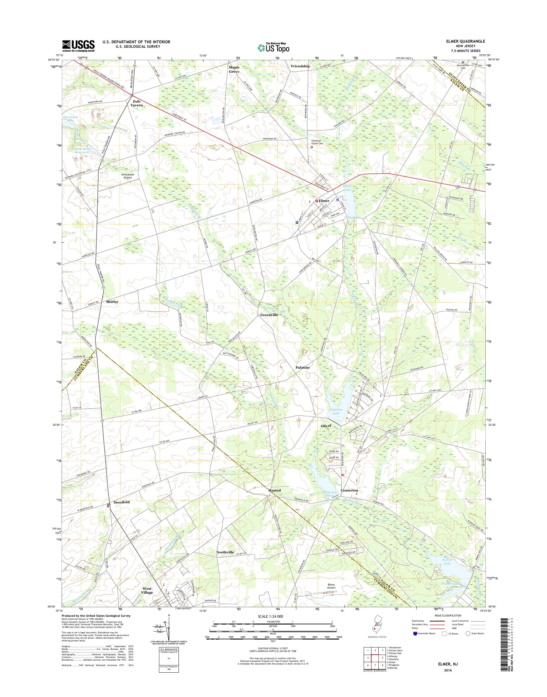 MyTopo Elmer, New Jersey USGS Quad Topo Map