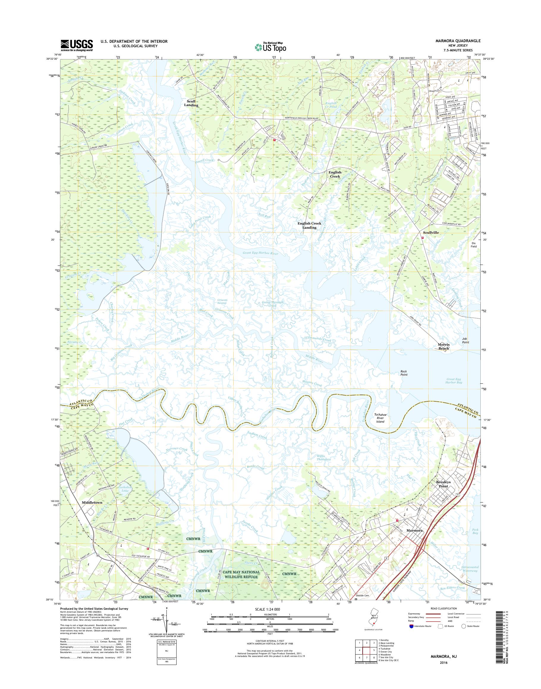 MyTopo Marmora, New Jersey USGS Quad Topo Map