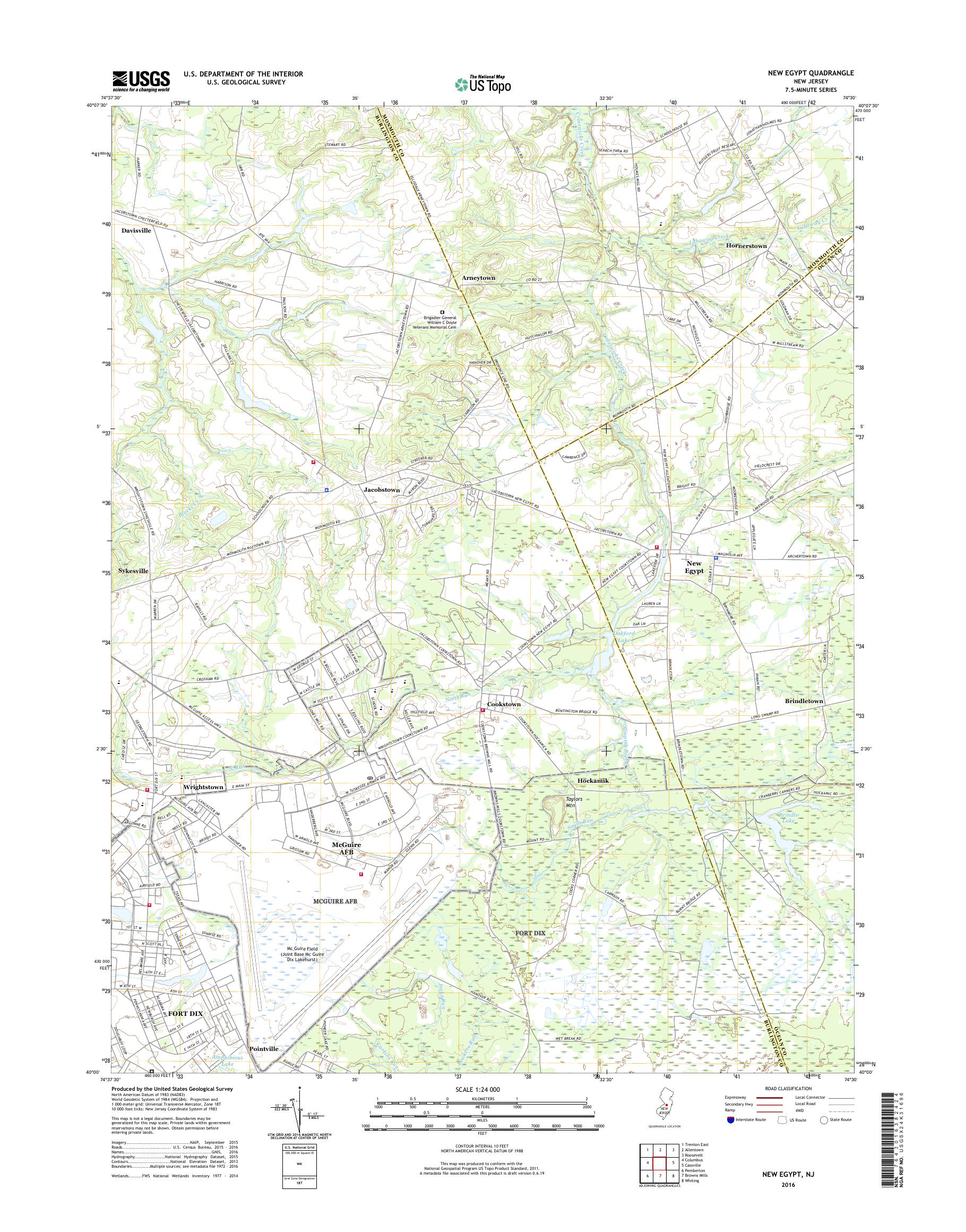 MyTopo New Egypt, New Jersey USGS Quad Topo Map