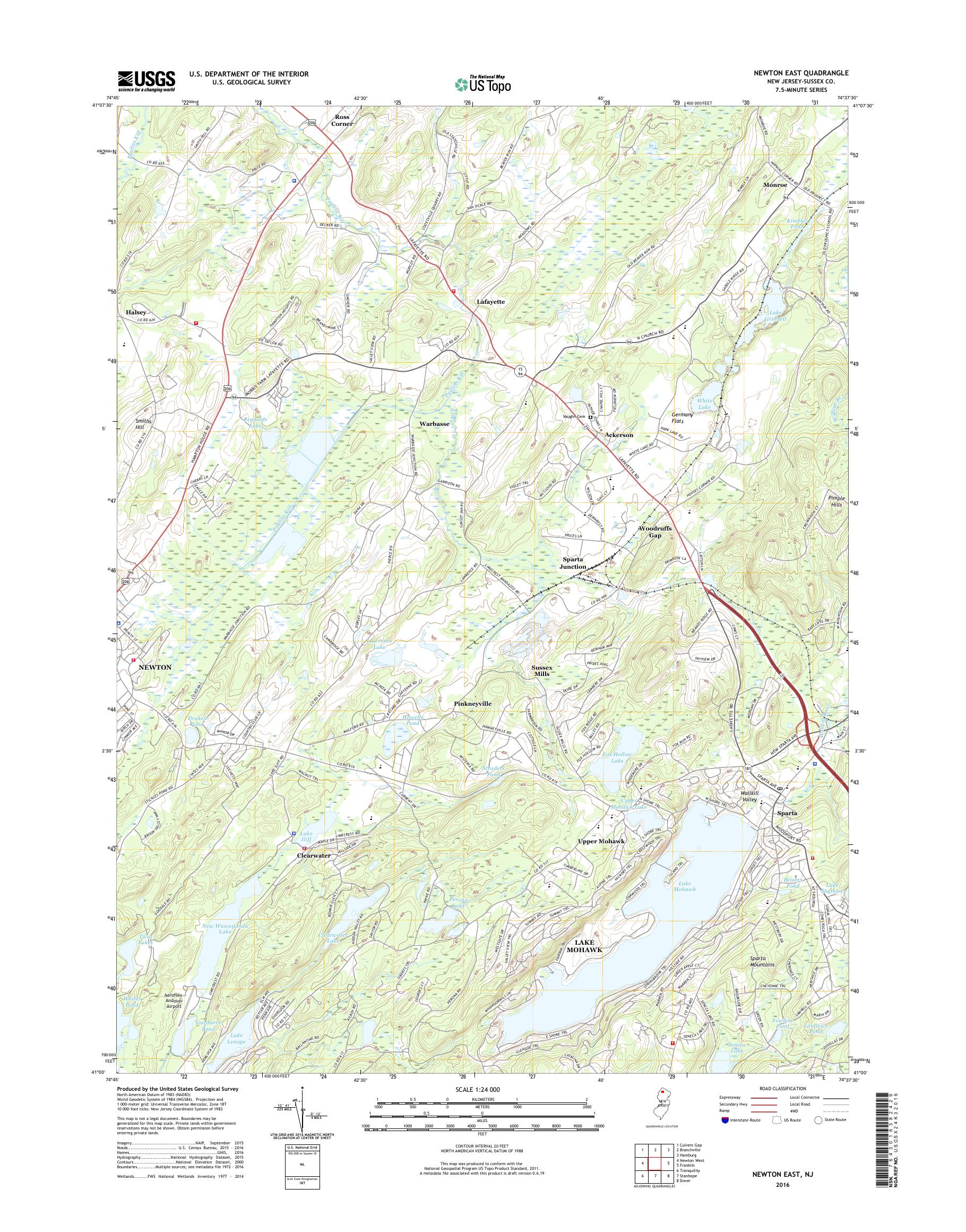 MyTopo Newton East, New Jersey USGS Quad Topo Map