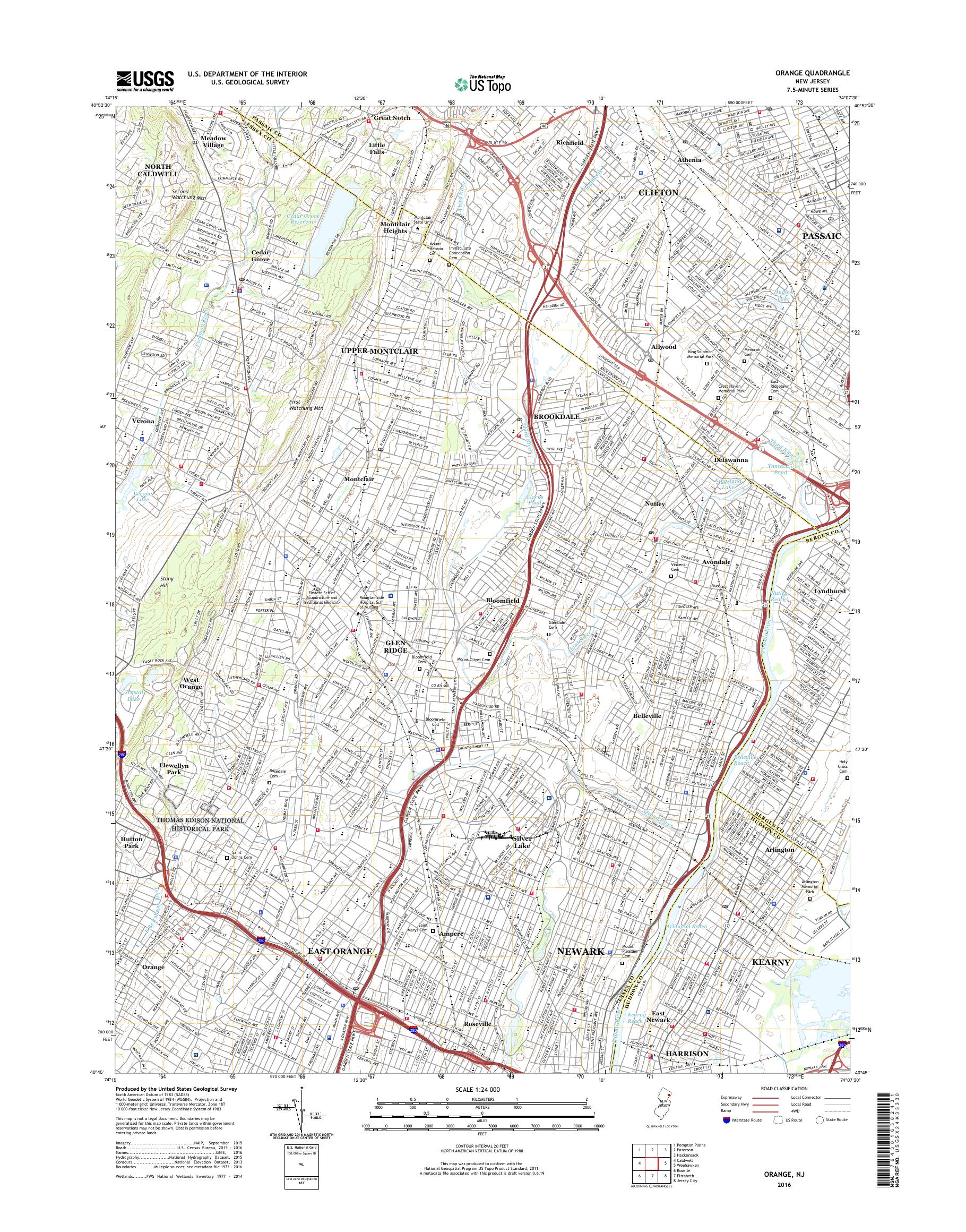 MyTopo Orange, New Jersey USGS Quad Topo Map