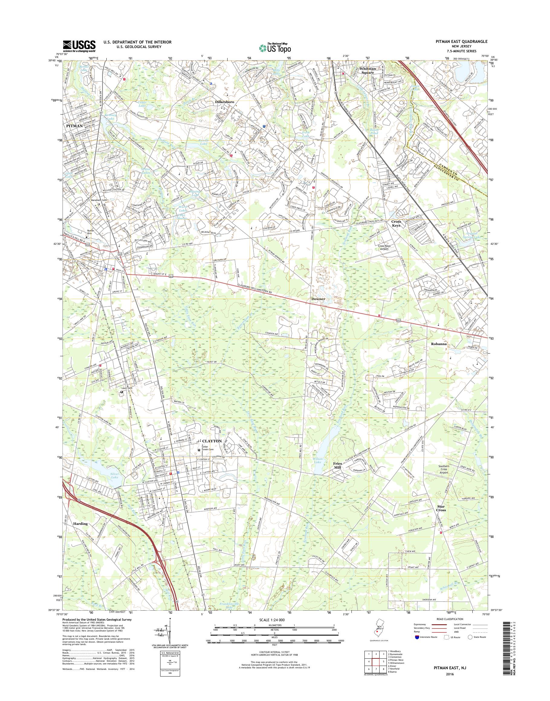 MyTopo Pitman East, New Jersey USGS Quad Topo Map