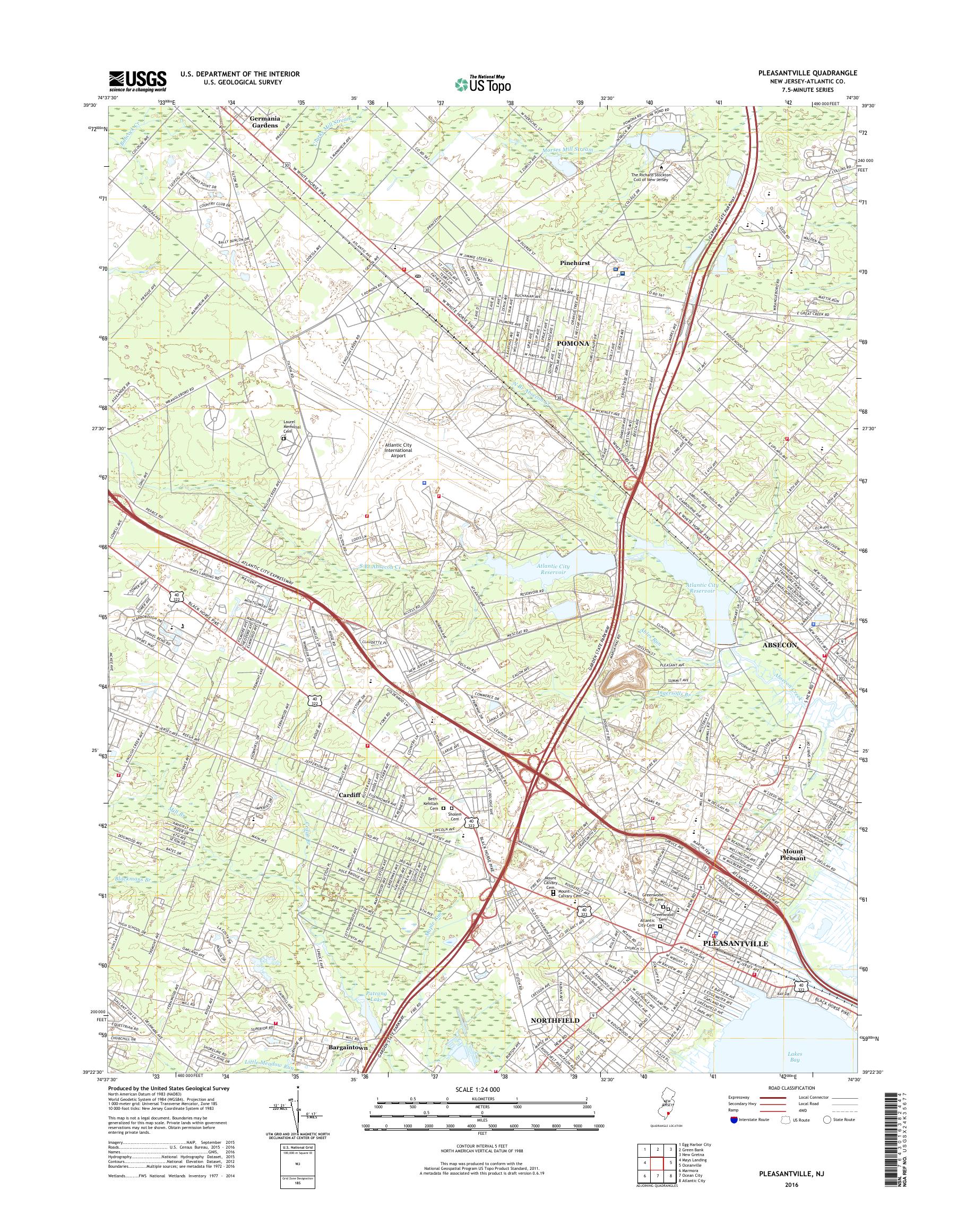 MyTopo Pleasantville, New Jersey USGS Quad Topo Map