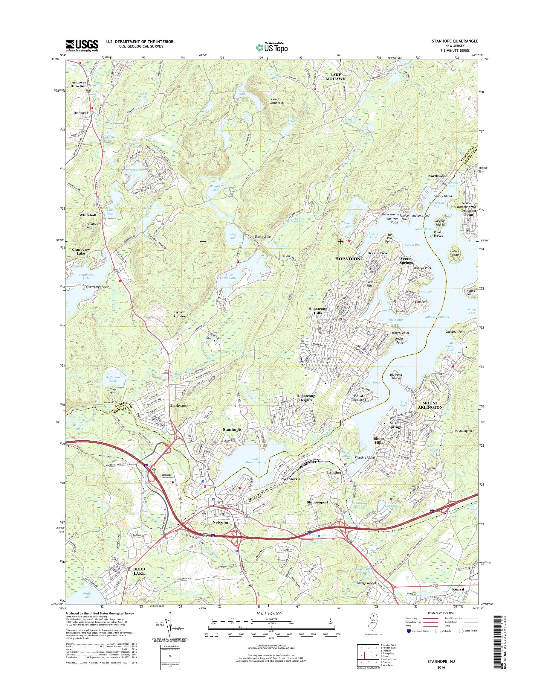 MyTopo Stanhope, New Jersey USGS Quad Topo Map