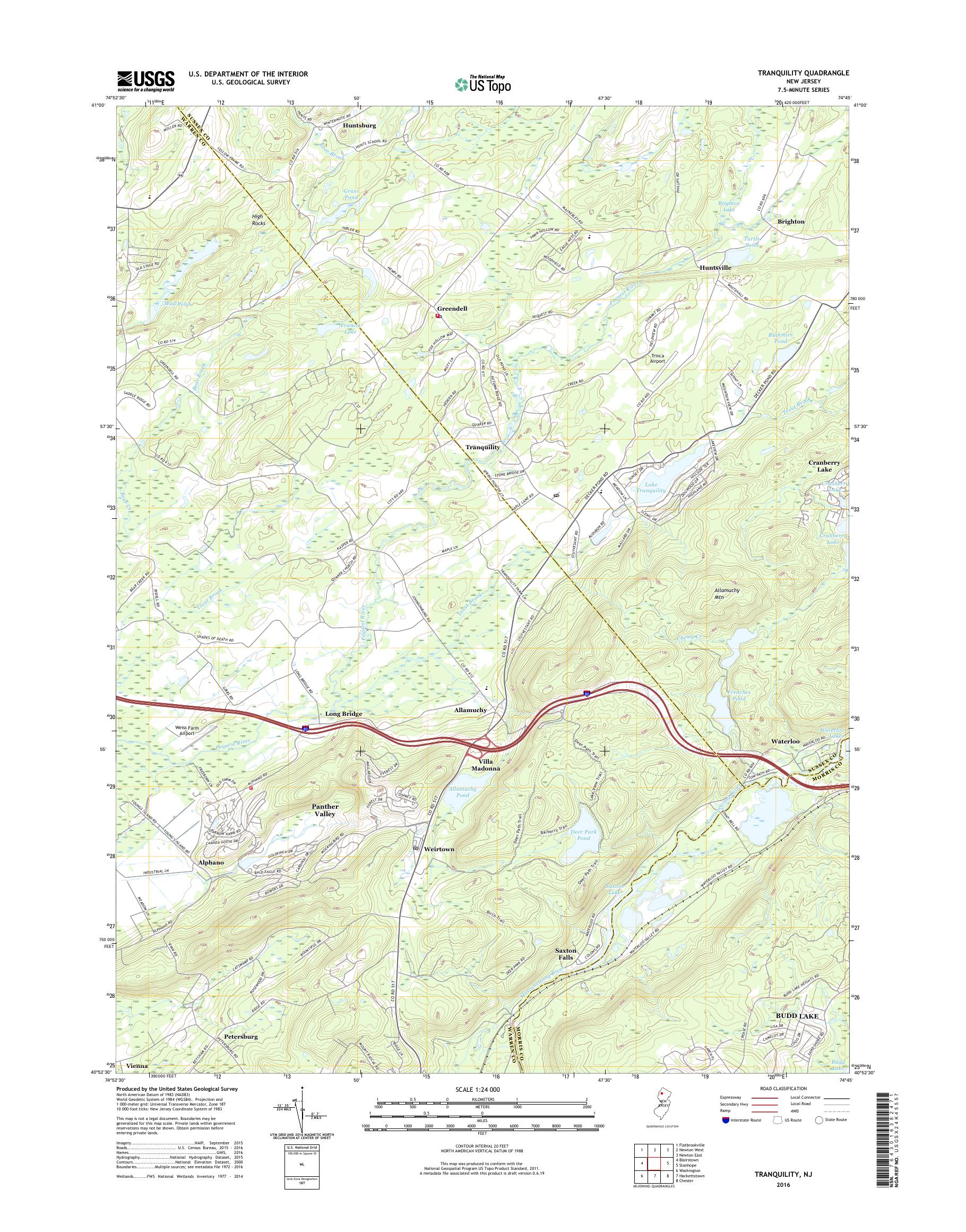 MyTopo Tranquility, New Jersey USGS Quad Topo Map