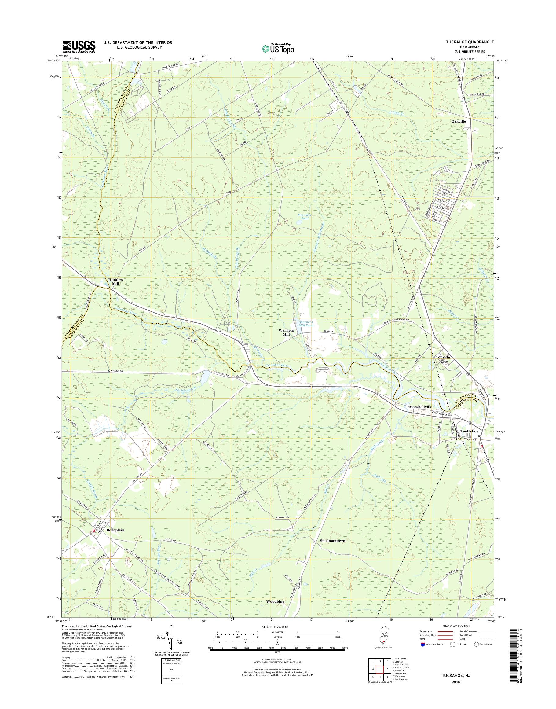 MyTopo Tuckahoe, New Jersey USGS Quad Topo Map