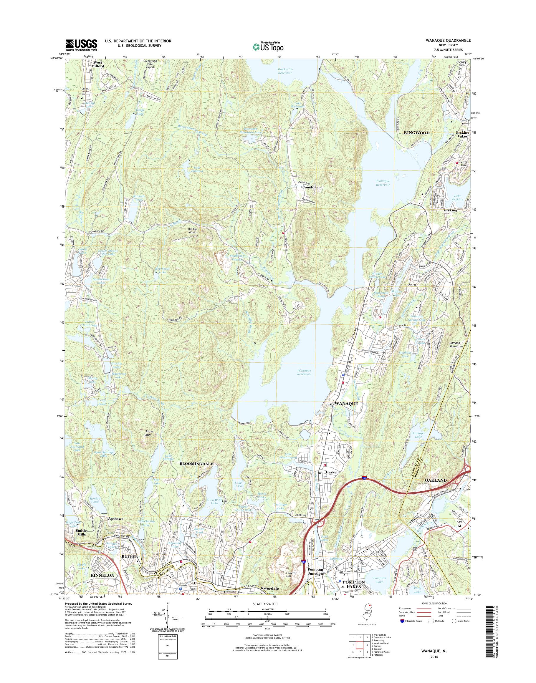 MyTopo Wanaque, New Jersey USGS Quad Topo Map