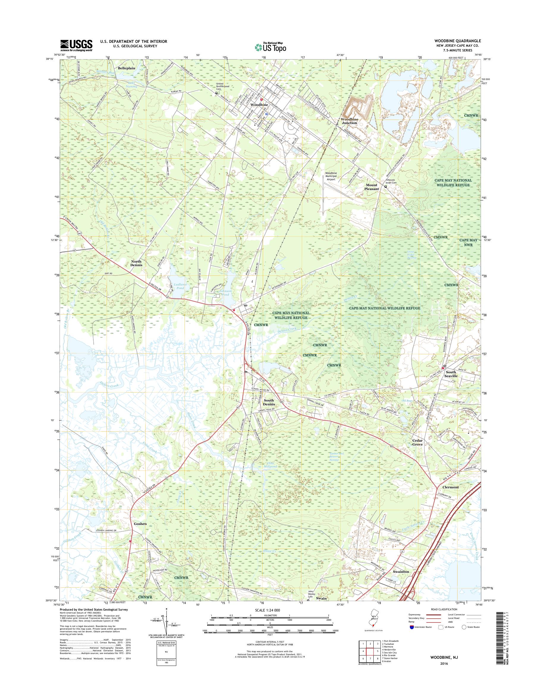 MyTopo Woodbine, New Jersey USGS Quad Topo Map
