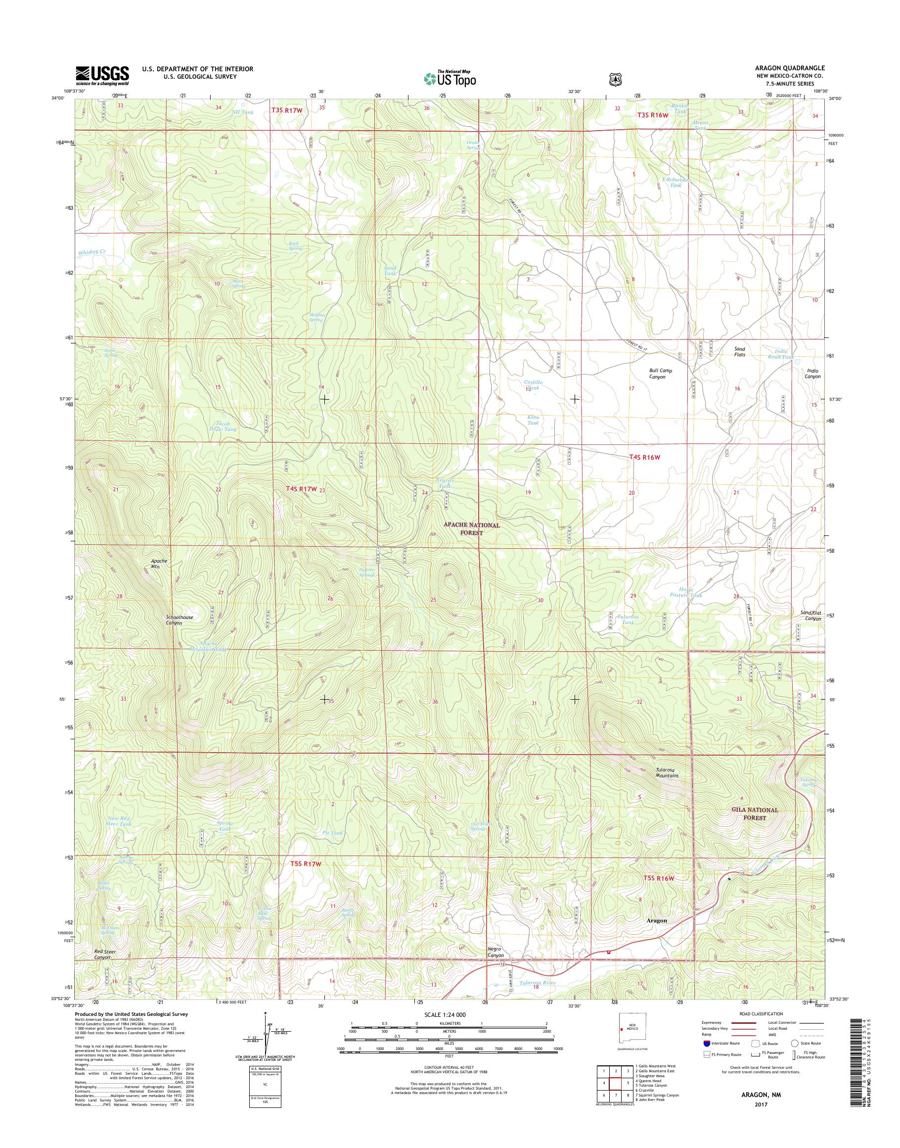MyTopo Aragon, New Mexico USGS Quad Topo Map