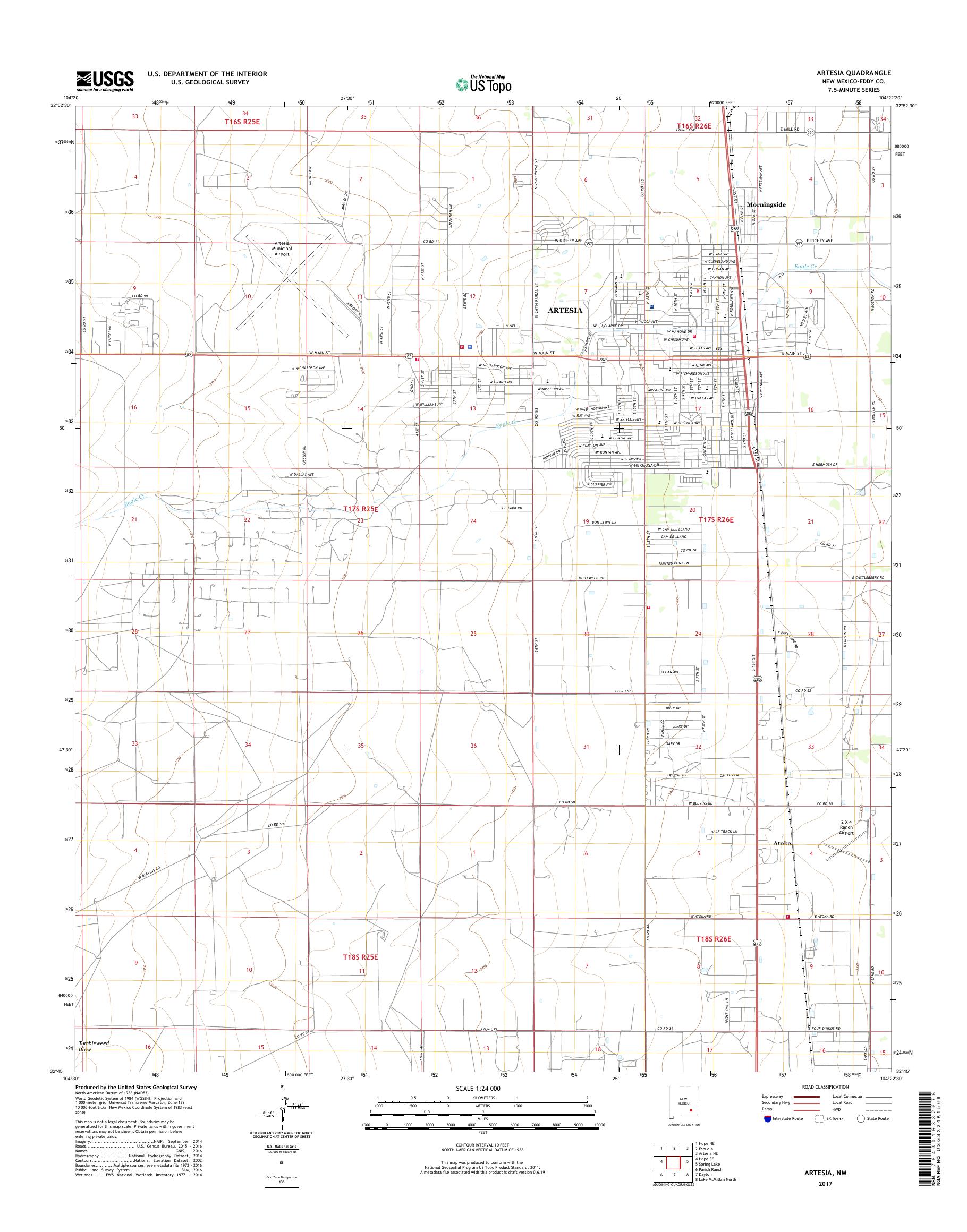 MyTopo Artesia, New Mexico USGS Quad Topo Map
