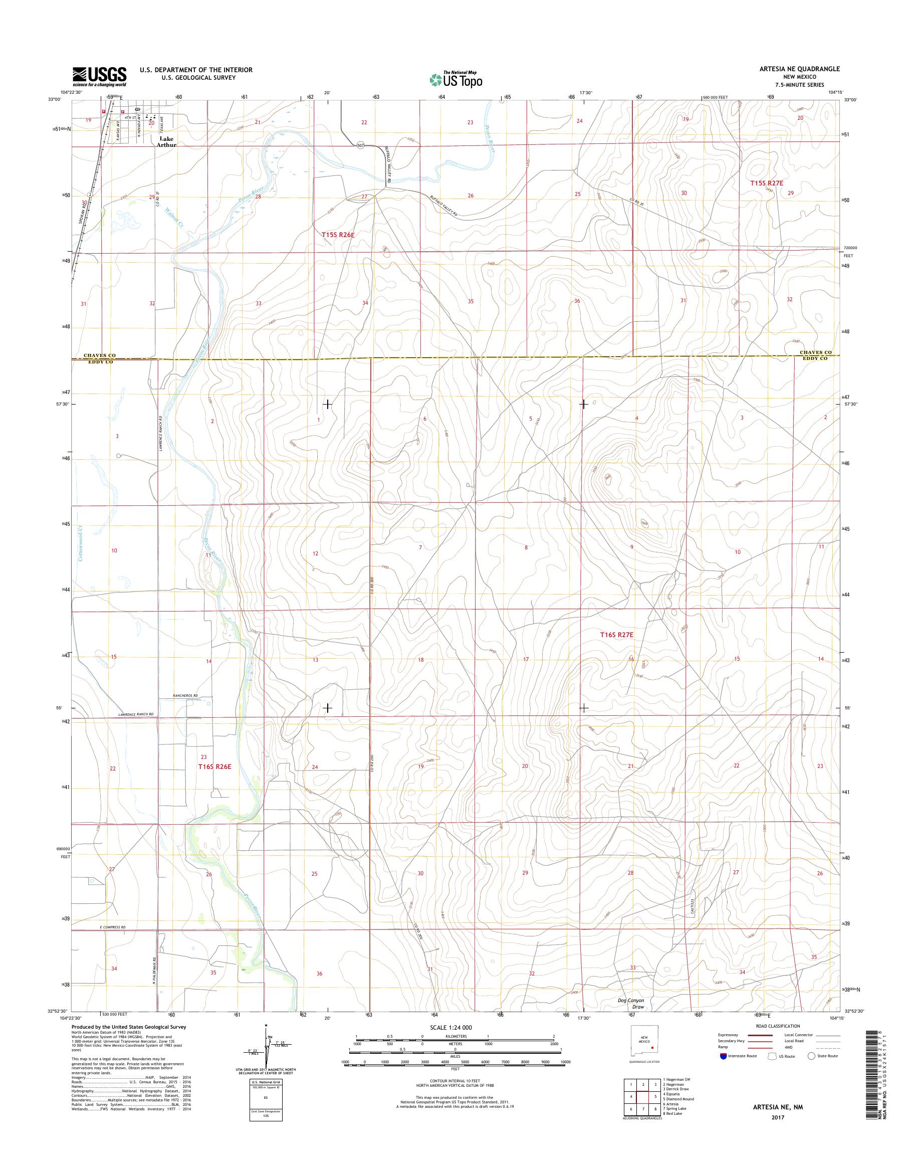 MyTopo Artesia NE, New Mexico USGS Quad Topo Map
