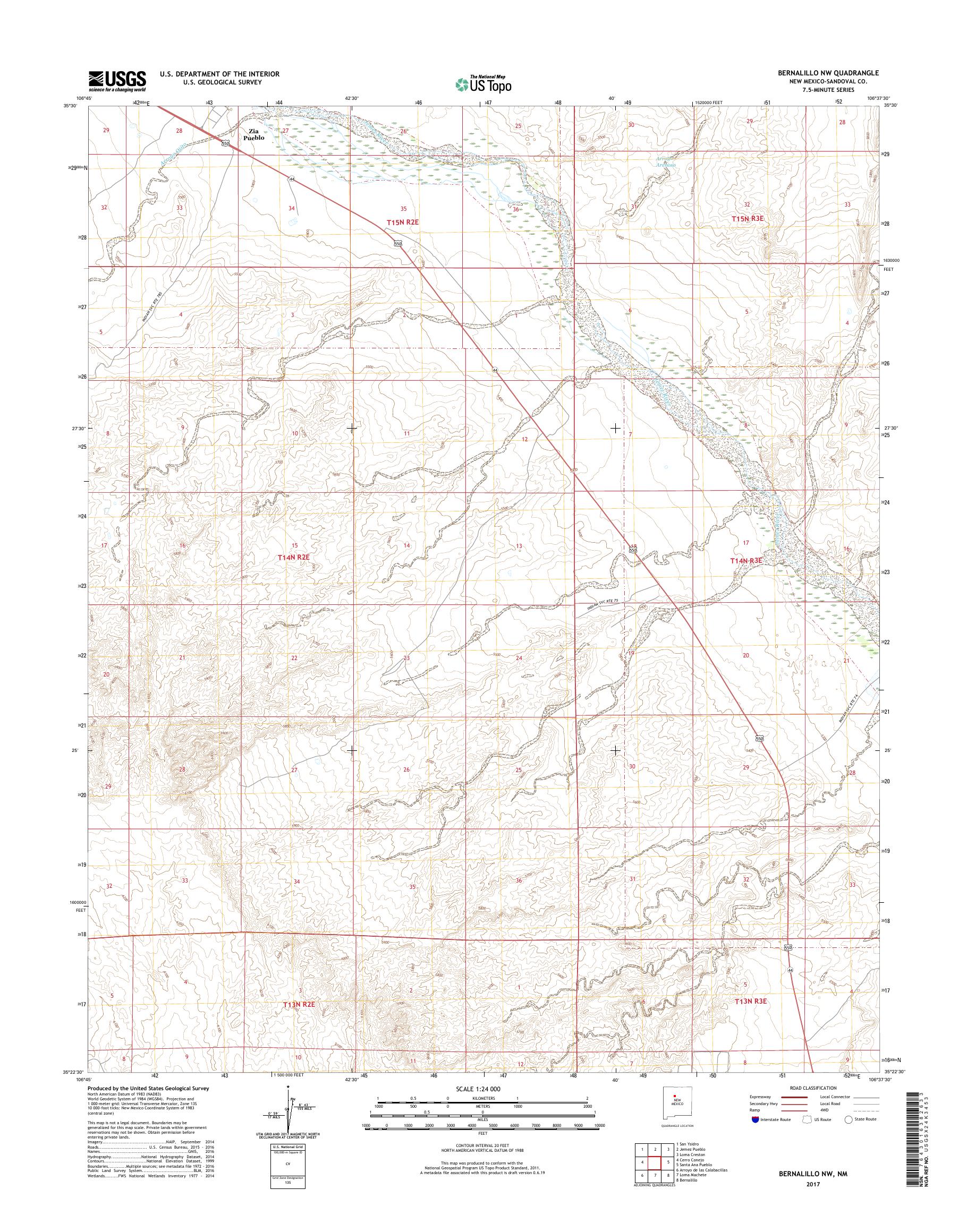 MyTopo Bernalillo NW, New Mexico USGS Quad Topo Map
