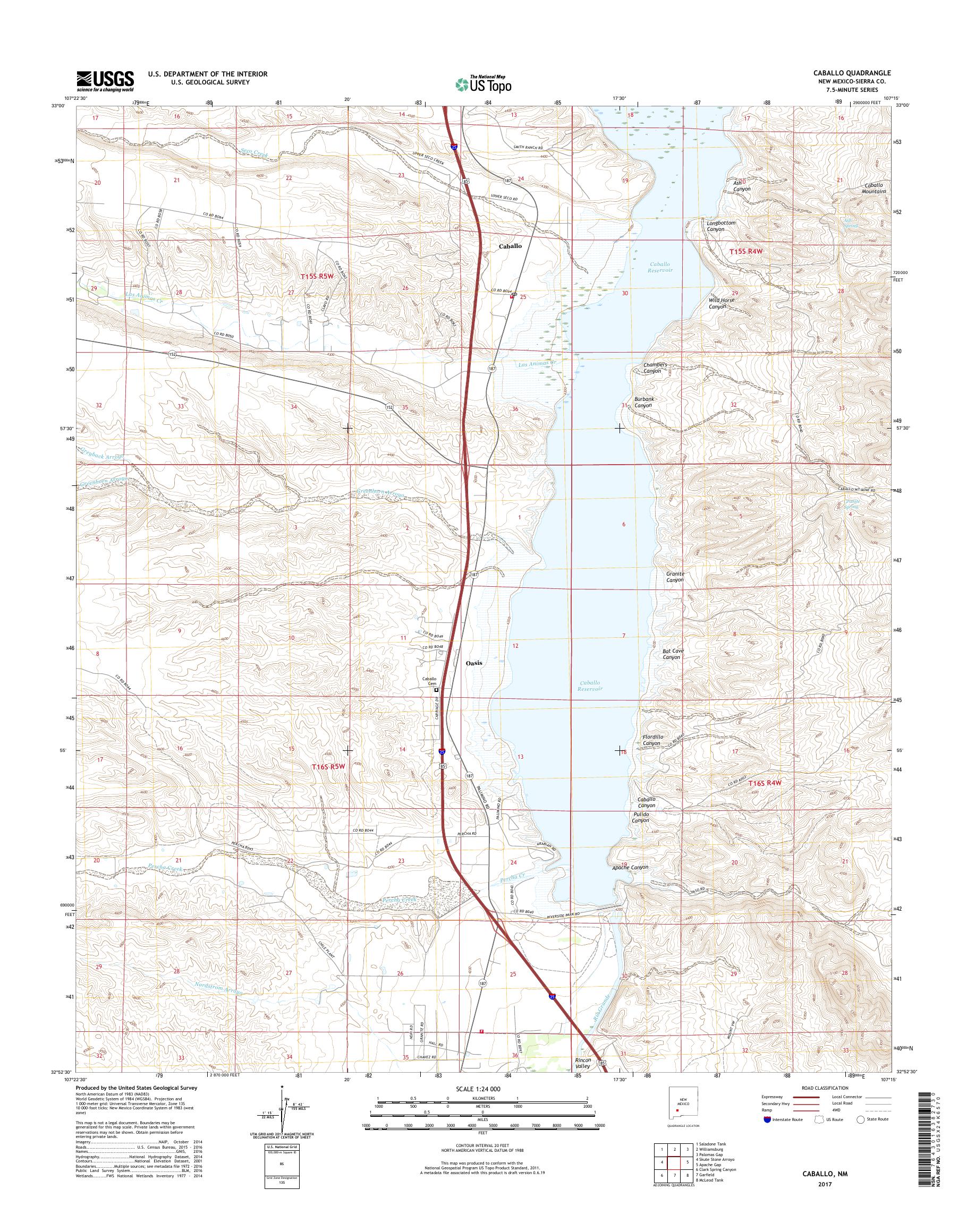 MyTopo Caballo, New Mexico USGS Quad Topo Map