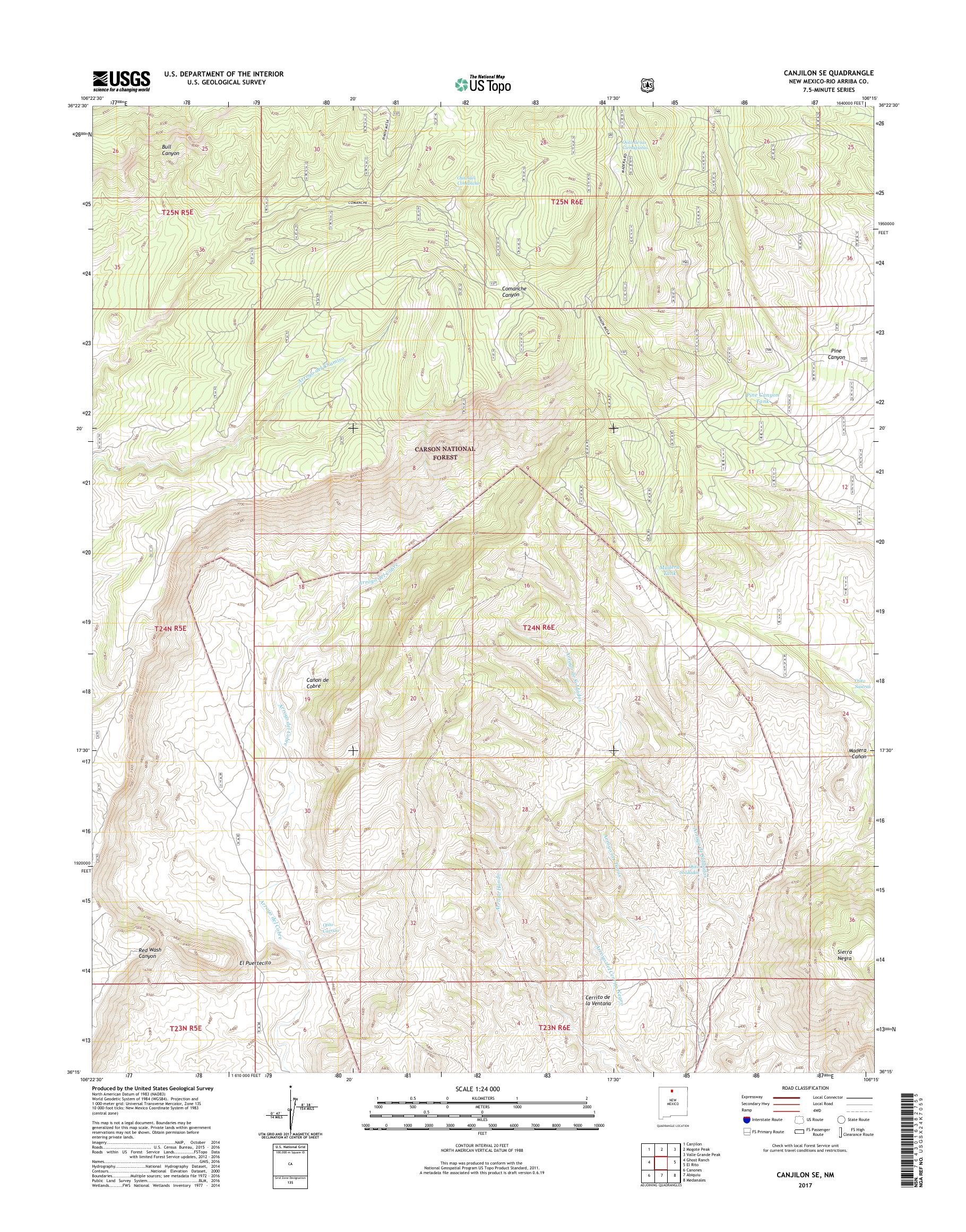 MyTopo Canjilon SE, New Mexico USGS Quad Topo Map