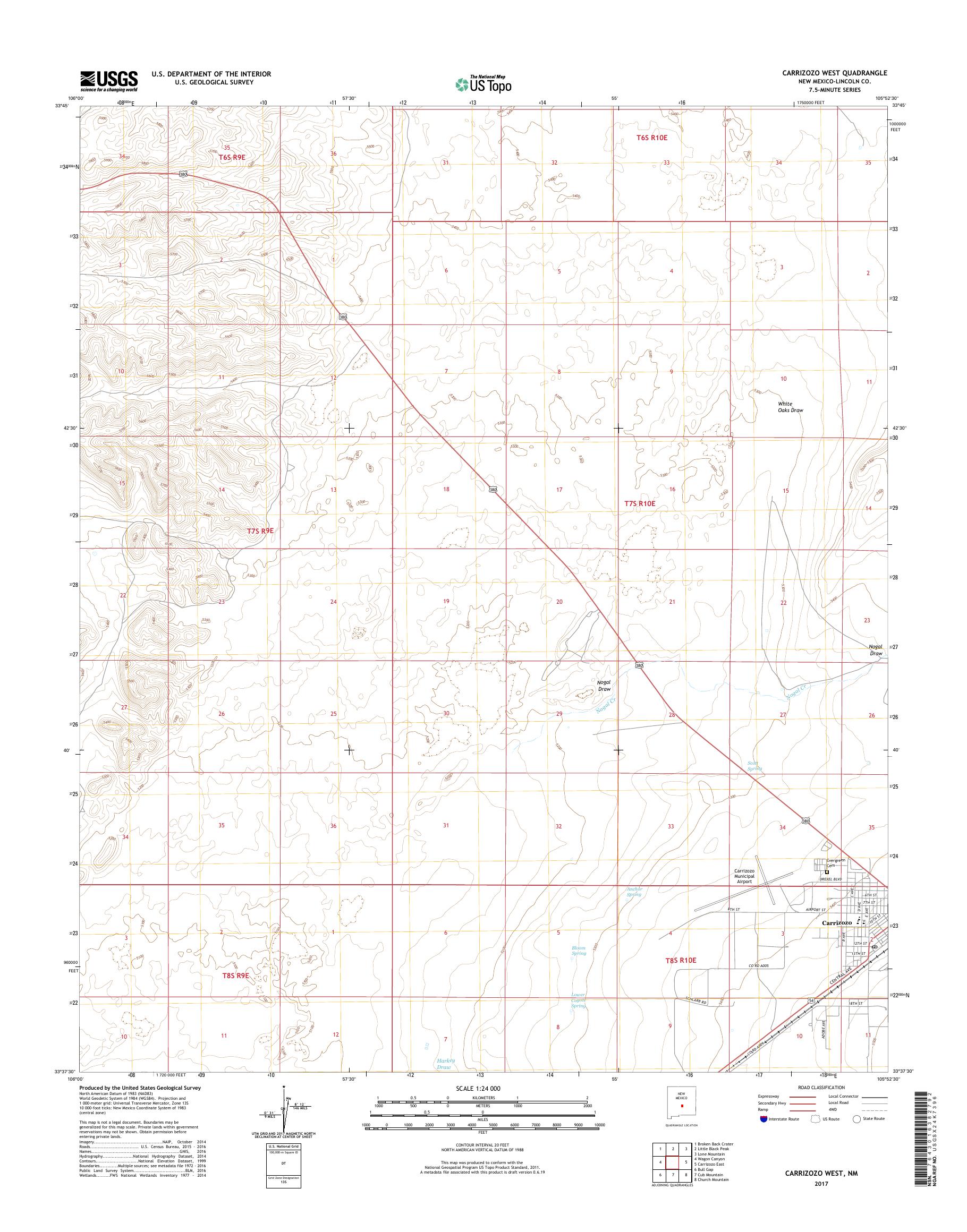 MyTopo Carrizozo West, New Mexico USGS Quad Topo Map
