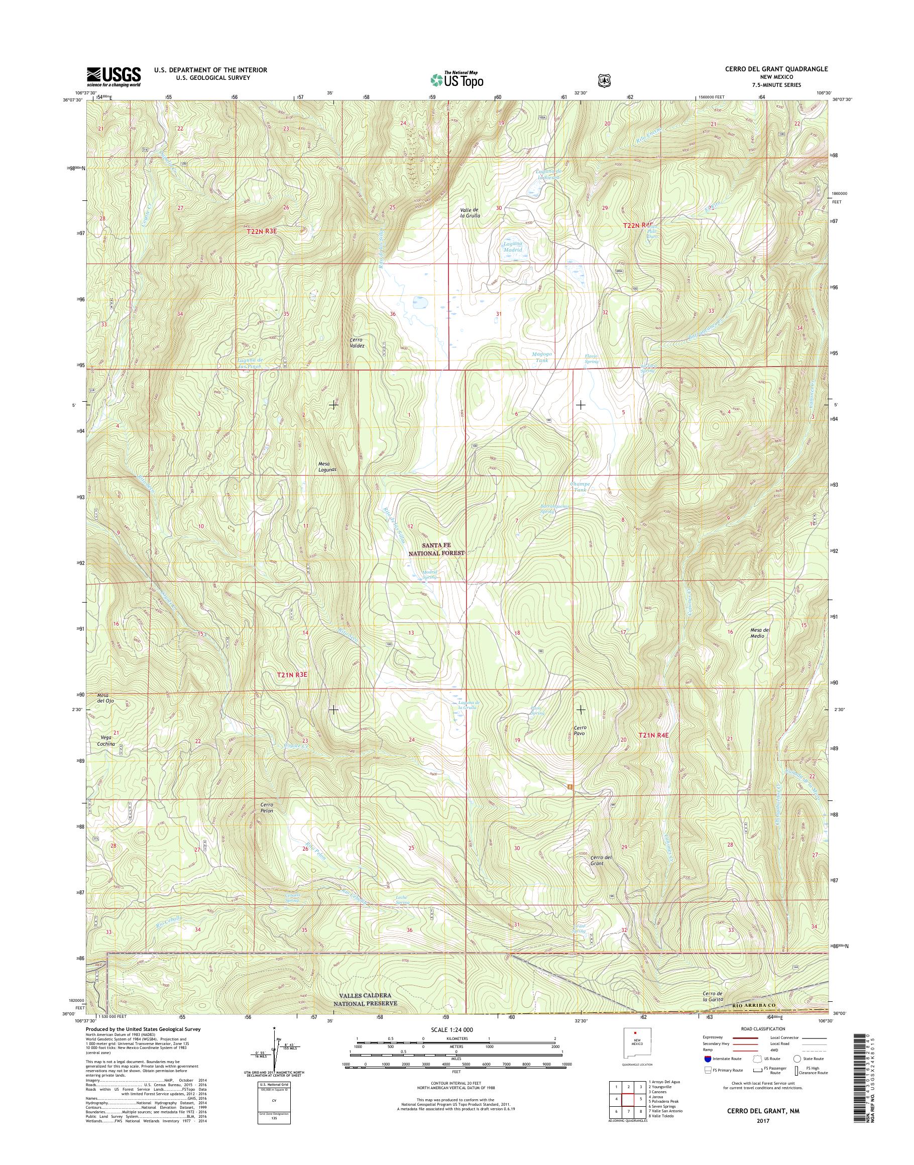 MyTopo Cerro del Grant, New Mexico USGS Quad Topo Map