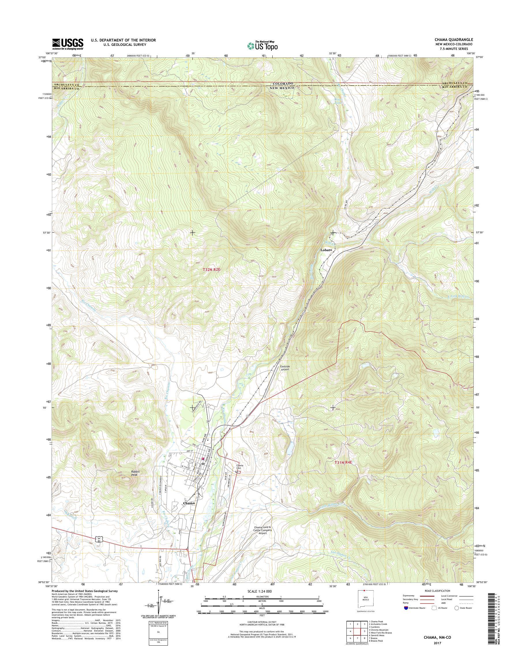 MyTopo Chama, New Mexico USGS Quad Topo Map