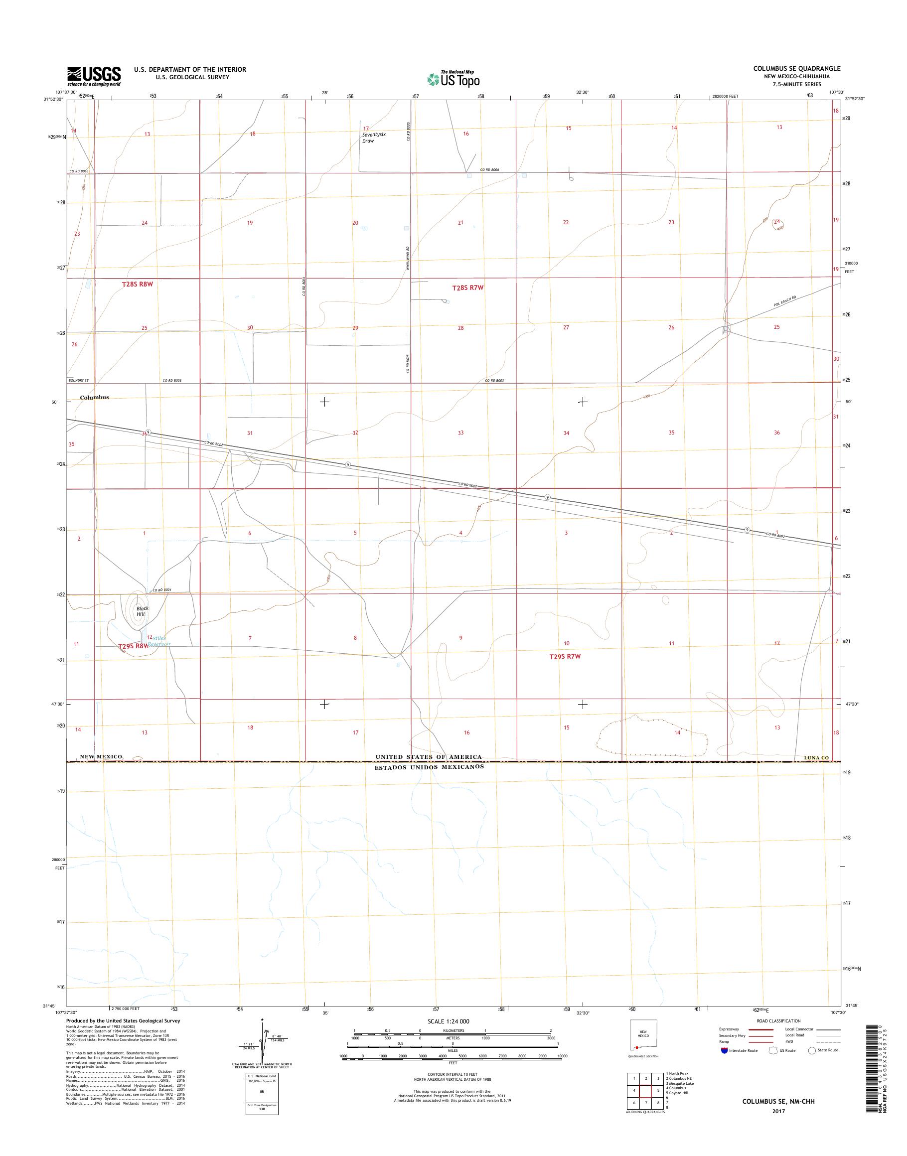 MyTopo Columbus SE, New Mexico USGS Quad Topo Map